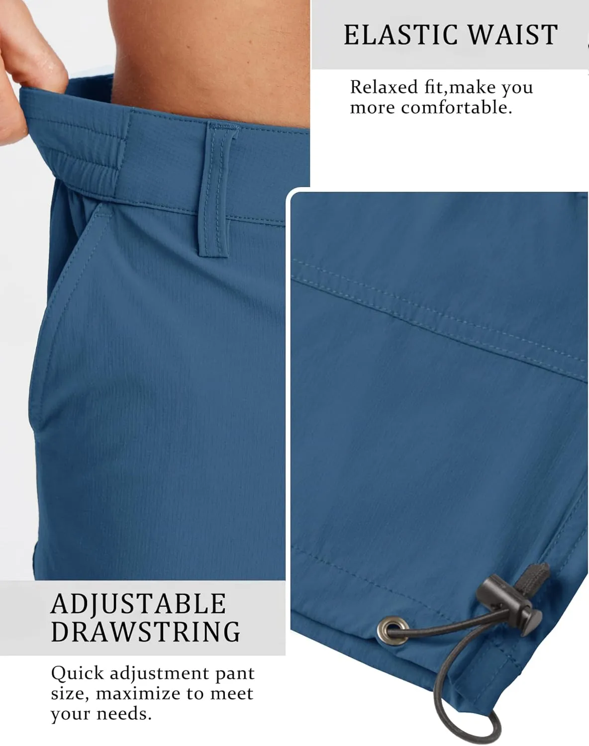 TACVASEN Men's Capri Pants Quick Dry Cargo Hiking Water Resistant Work Summer Long Shorts Below Knee