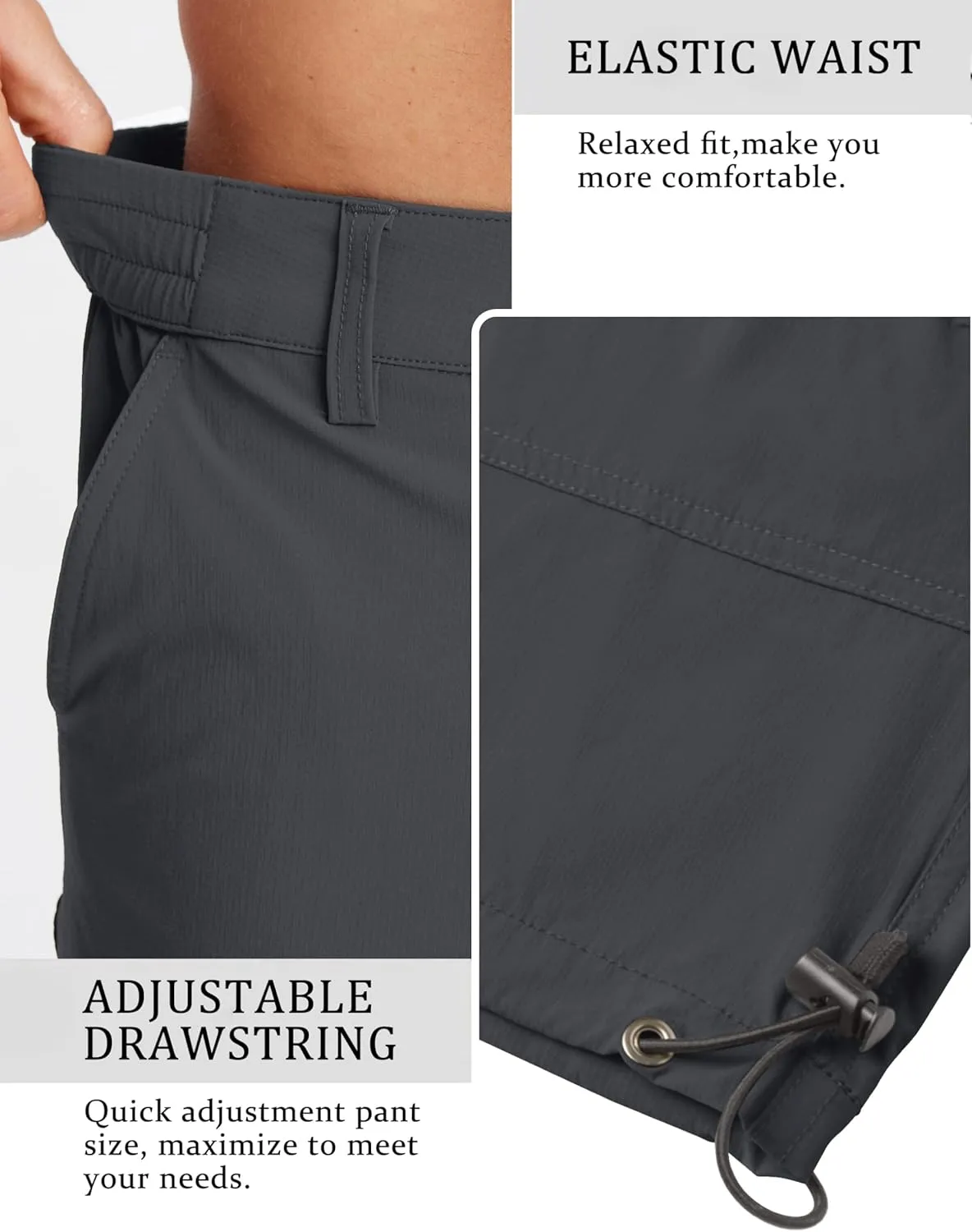 TACVASEN Men's Capri Pants Quick Dry Cargo Hiking Water Resistant Work Summer Long Shorts Below Knee