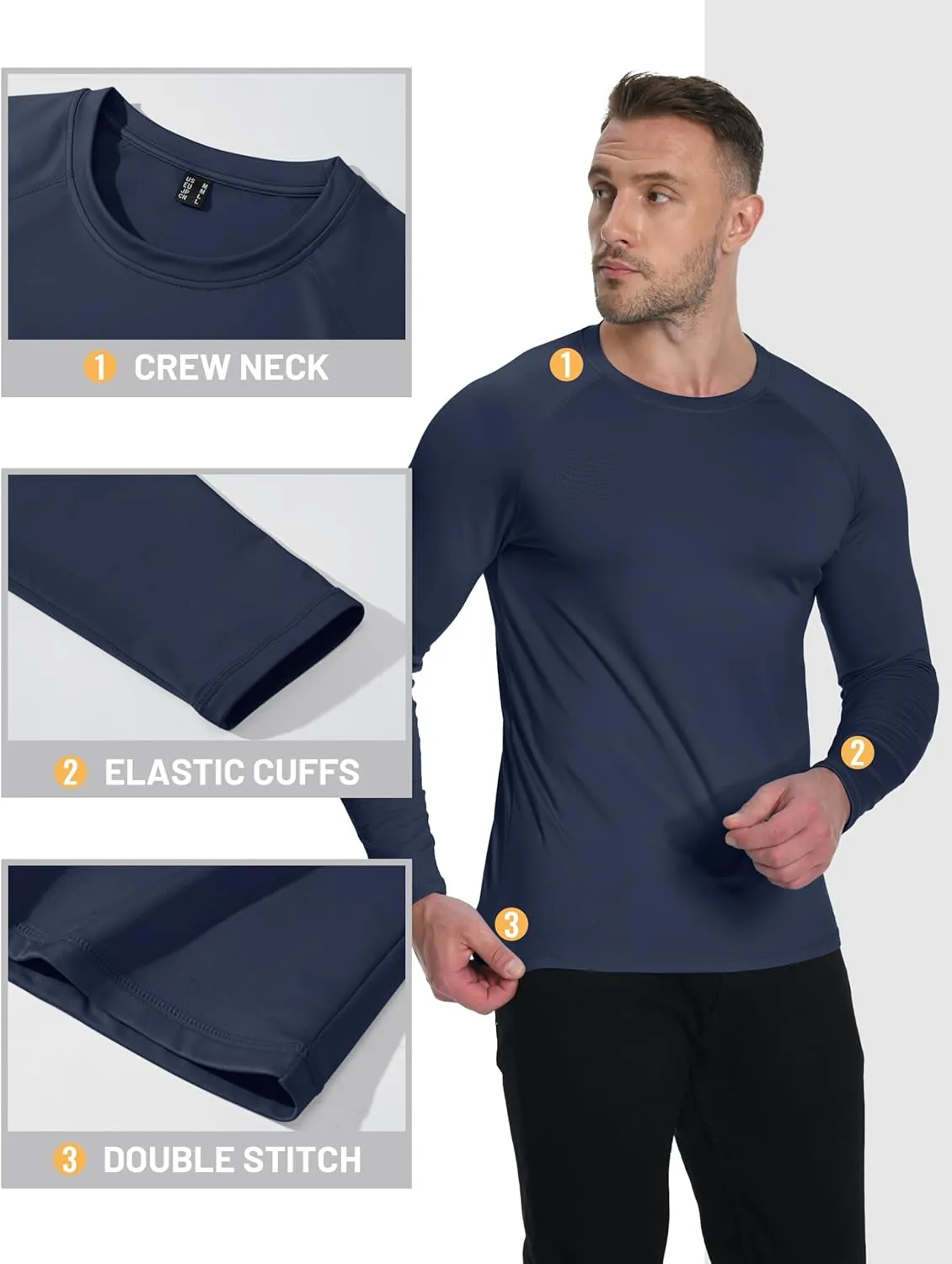 TACVASEN Mens Lightweight Thermal Shirt Fleece Lined Base Layer Long Sleeve Undershirts Crewneck Workout Tops
