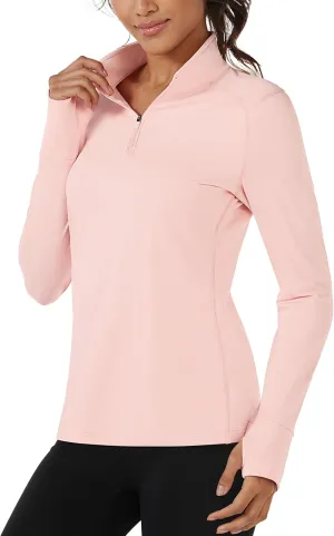 TACVASEN Women's Quarter Zip Pullover Fleece Lined Golf Shirt Long Sleeve Workout Tops Athletic Sweatshirt for Women
