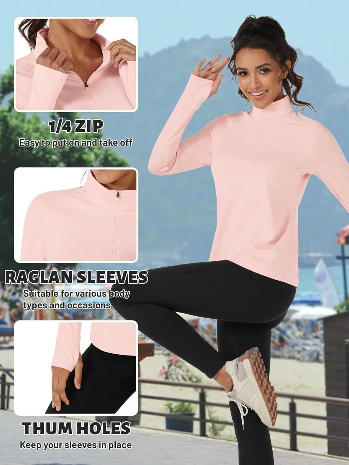 TACVASEN Women's Quarter Zip Pullover Fleece Lined Golf Shirt Long Sleeve Workout Tops Athletic Sweatshirt for Women