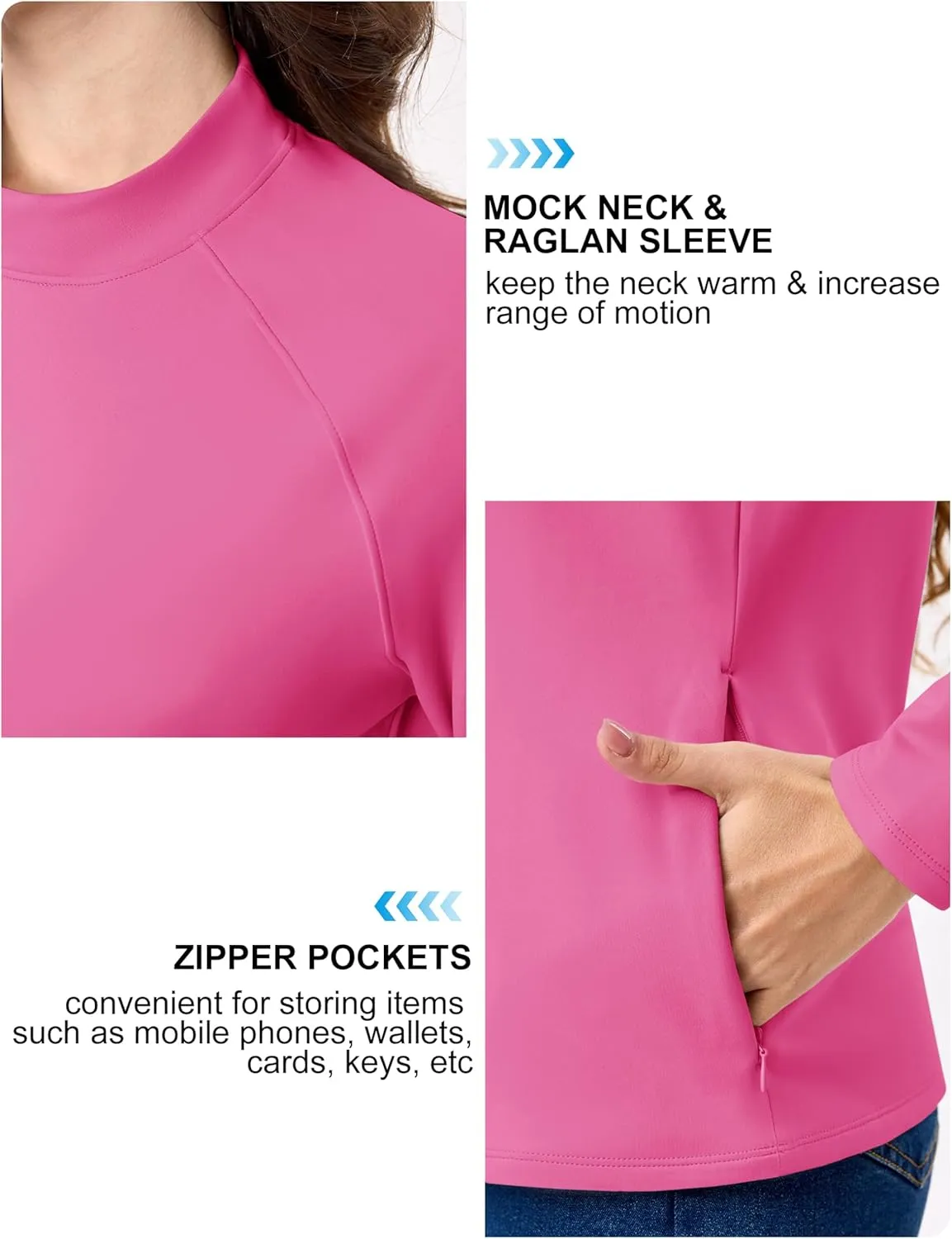 TACVASEN Women's Thermal Shirts Mock Turtleneck Fleece Lined Long Sleeve Underwear Water Resistant Athletic Base Layer