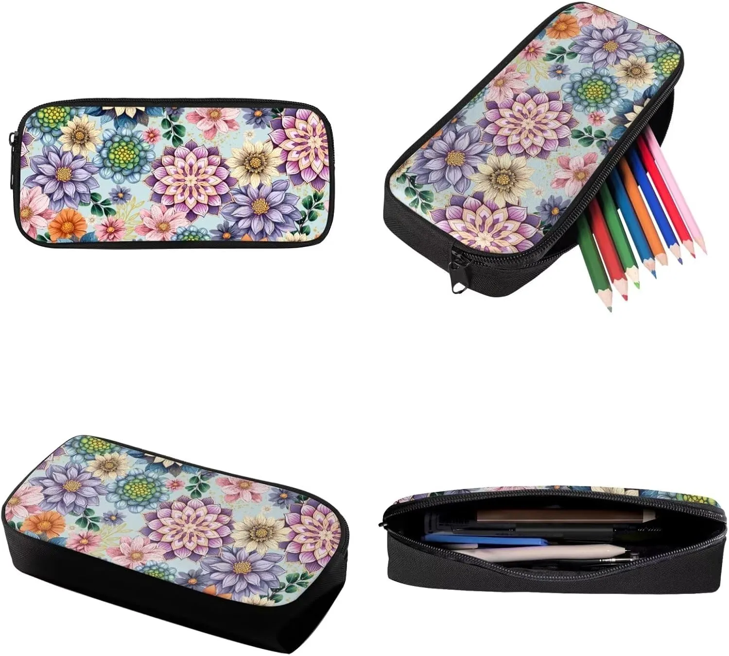 Talayituse Boho Mandala Print 3PCS School Backpack for Teens Girls, Kids Backpack for Teens Elementary Middle High School Students, Large Capacity 17 Inch Schoolbags with Lunch Box and Pencil Case
