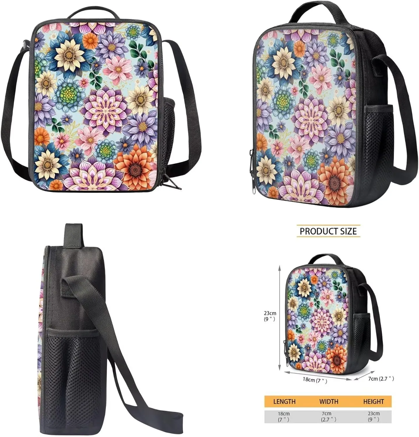 Talayituse Boho Mandala Print 3PCS School Backpack for Teens Girls, Kids Backpack for Teens Elementary Middle High School Students, Large Capacity 17 Inch Schoolbags with Lunch Box and Pencil Case