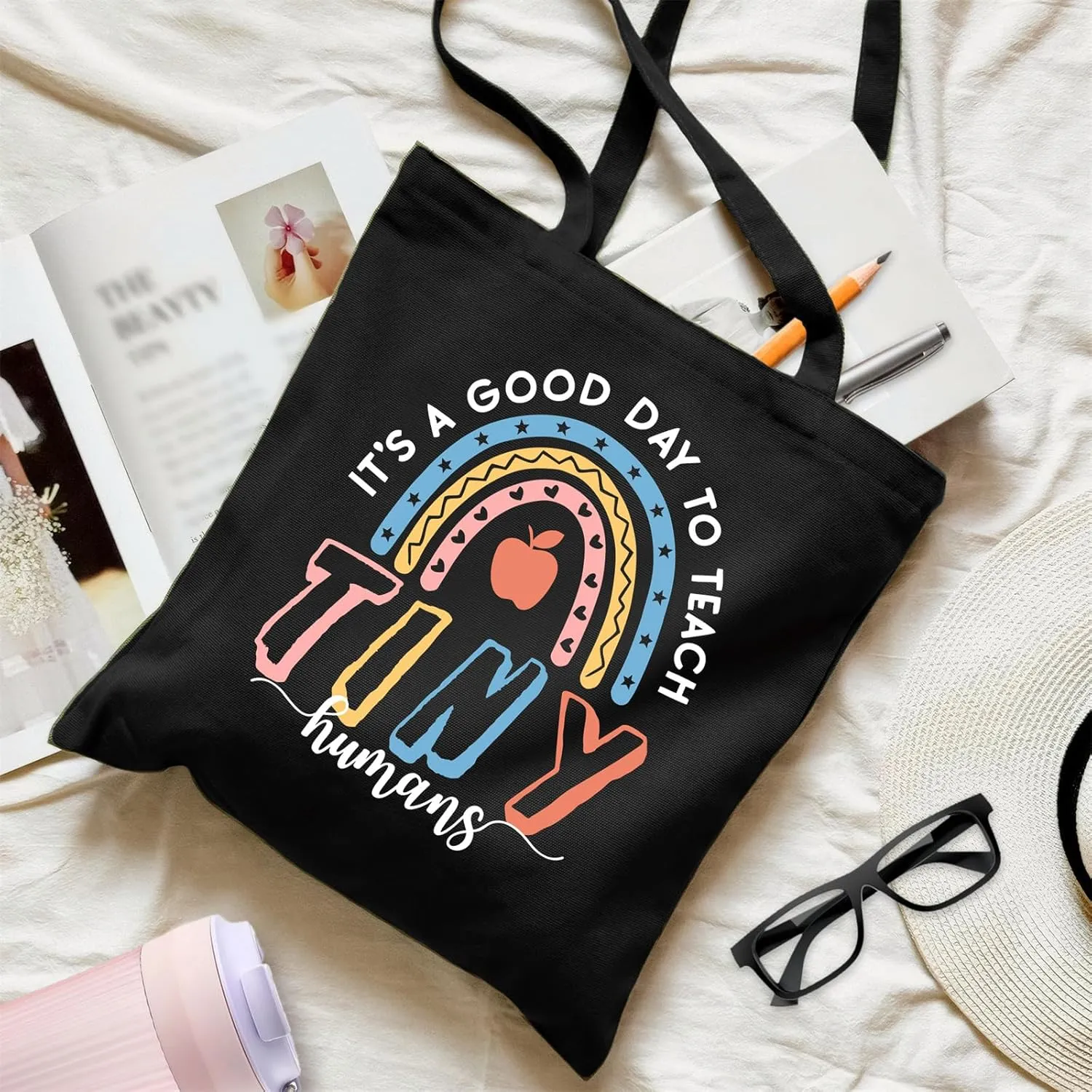 Teacher Canvas Bag Teacher Gifts for Women Christmas Appreciation Thank You Gifts Teacher Reusable Grocery Bag