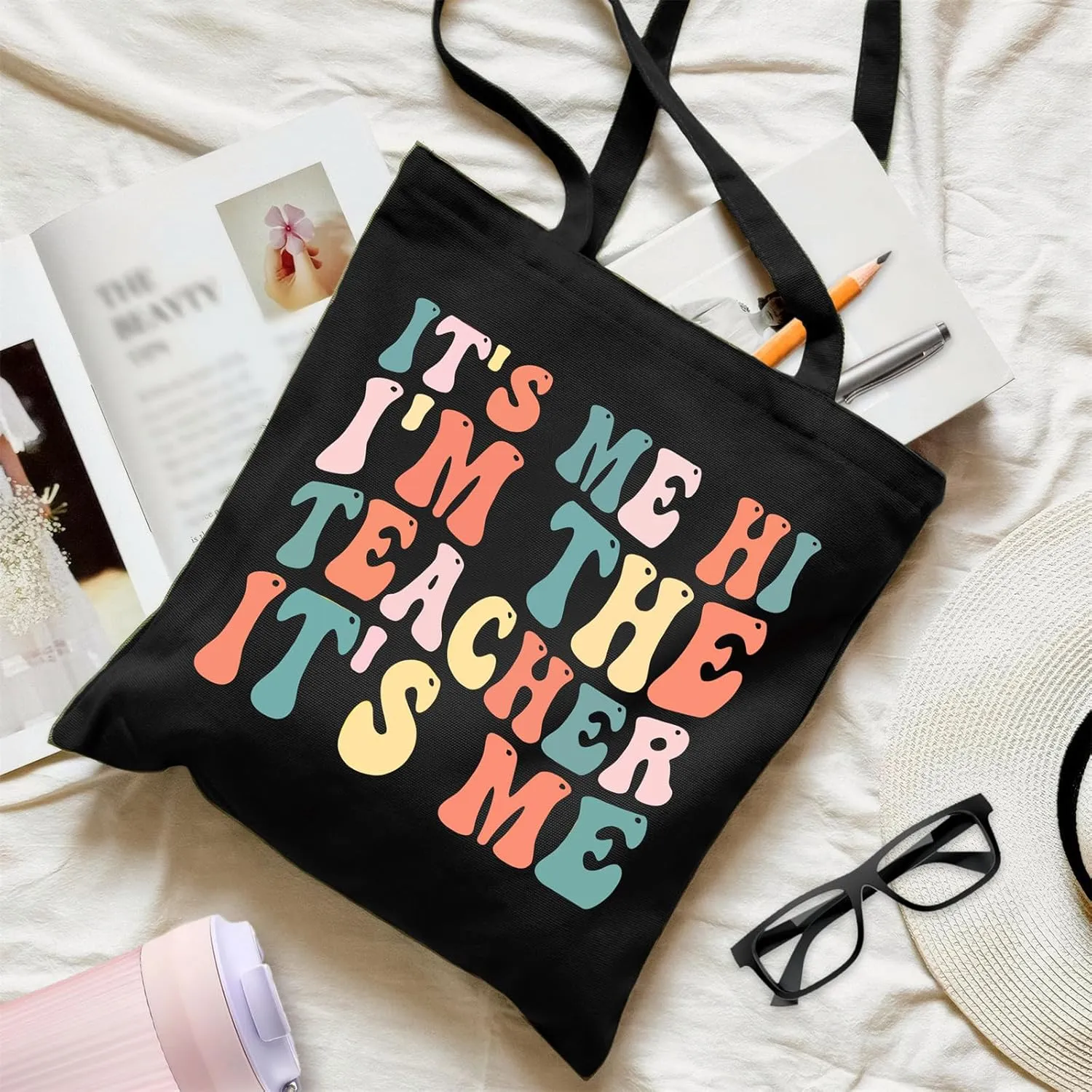 Teacher Canvas Bag Teacher Gifts for Women Christmas Appreciation Thank You Gifts Teacher Reusable Grocery Bag