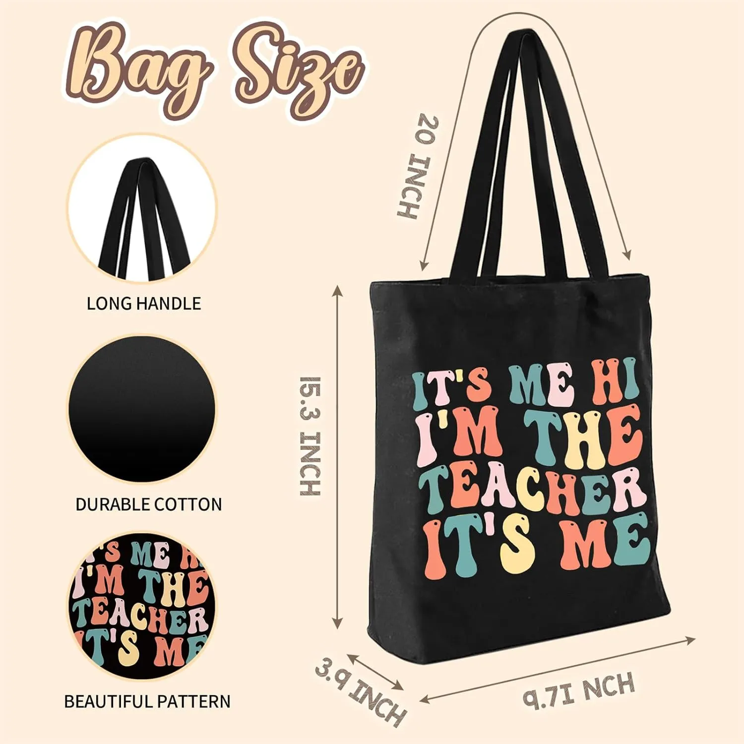 Teacher Canvas Bag Teacher Gifts for Women Christmas Appreciation Thank You Gifts Teacher Reusable Grocery Bag