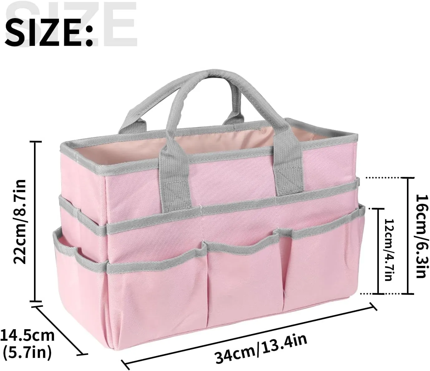 Teacher Handle Tote Bag Organizer ,Tote Bag Organization for Crafts,Art,Paper,Books ,School,Sewing,Travel with Handles,Ofiice Supplies StorageTote Bag Organization for Crafts,Art,Paper,Books (Pink)