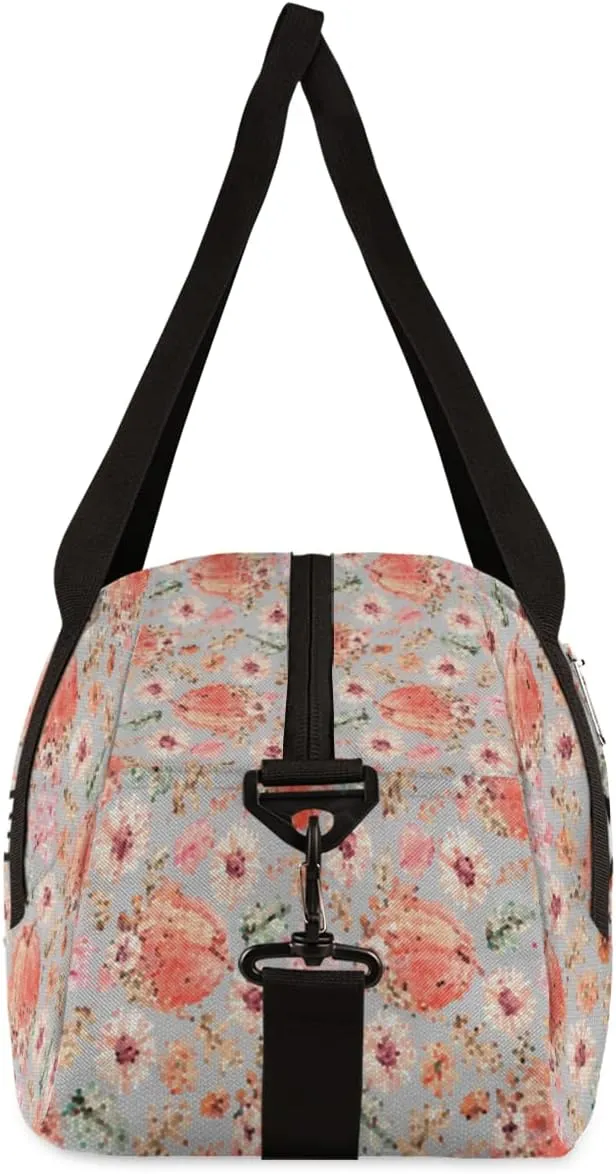 Thanksgiving Holiday Pumpkin Fall Leaves Personalized Kids Duffel Bag for Girls Boys, Pumpkin Customized Name Dance Bag Overnight Small Duffel Bag Carry On Weekend Sports Gym Travel Bag for School Practice Gymnastics Ballet