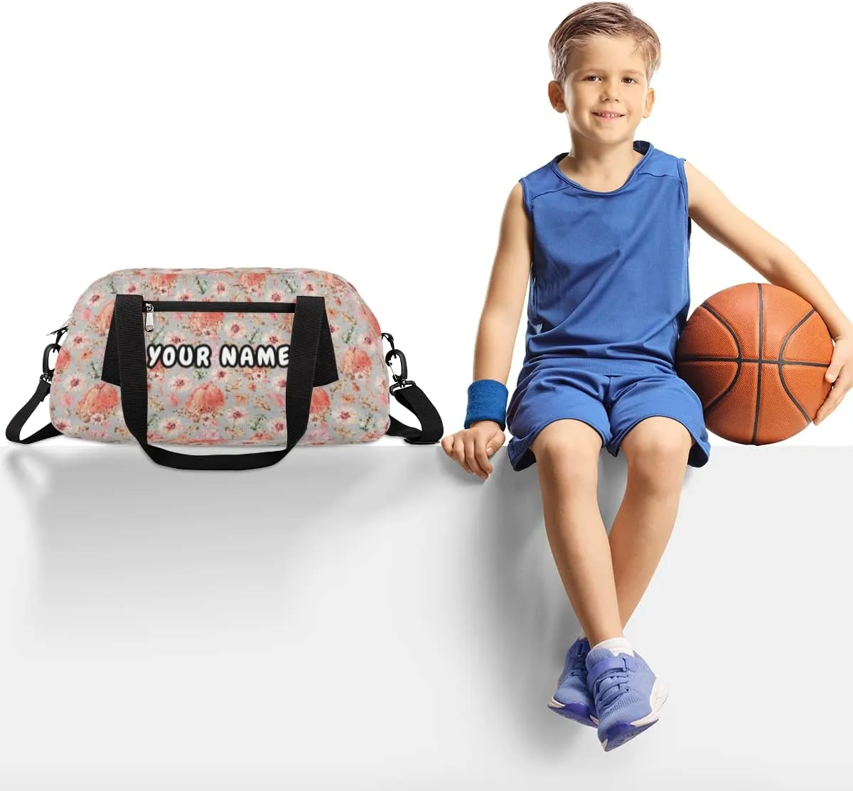 Thanksgiving Holiday Pumpkin Fall Leaves Personalized Kids Duffel Bag for Girls Boys, Pumpkin Customized Name Dance Bag Overnight Small Duffel Bag Carry On Weekend Sports Gym Travel Bag for School Practice Gymnastics Ballet