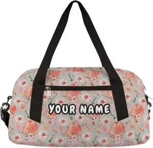 Thanksgiving Holiday Pumpkin Fall Leaves Personalized Kids Duffel Bag for Girls Boys, Pumpkin Customized Name Dance Bag Overnight Small Duffel Bag Carry On Weekend Sports Gym Travel Bag for School Practice Gymnastics Ballet