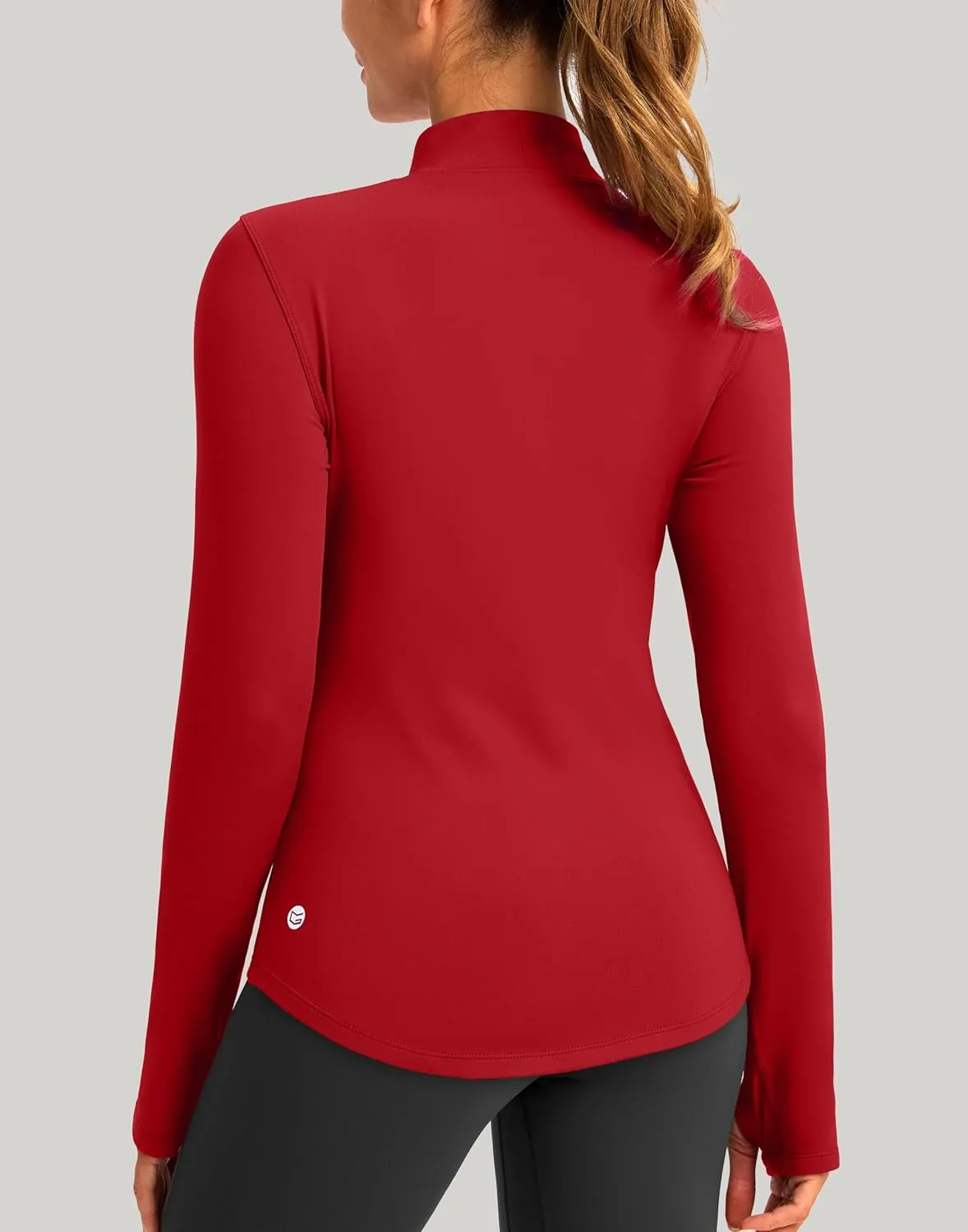 Thermal Shirts for Women Long Sleeve Mock Neck Fleece Tops Running Workout Cold Weather Gear with Zip Pocket