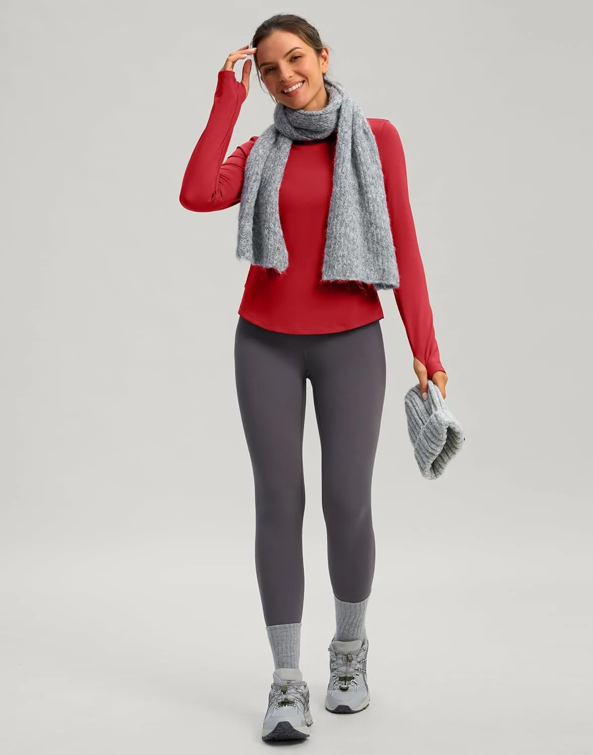 Thermal Shirts for Women Long Sleeve Mock Neck Fleece Tops Running Workout Cold Weather Gear with Zip Pocket