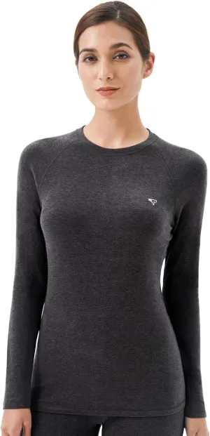 Thermal Underwear Womens - Base Layer Fleece Lined Top for Women, Long Sleeve Shirt Layering for Winter Cold Weather