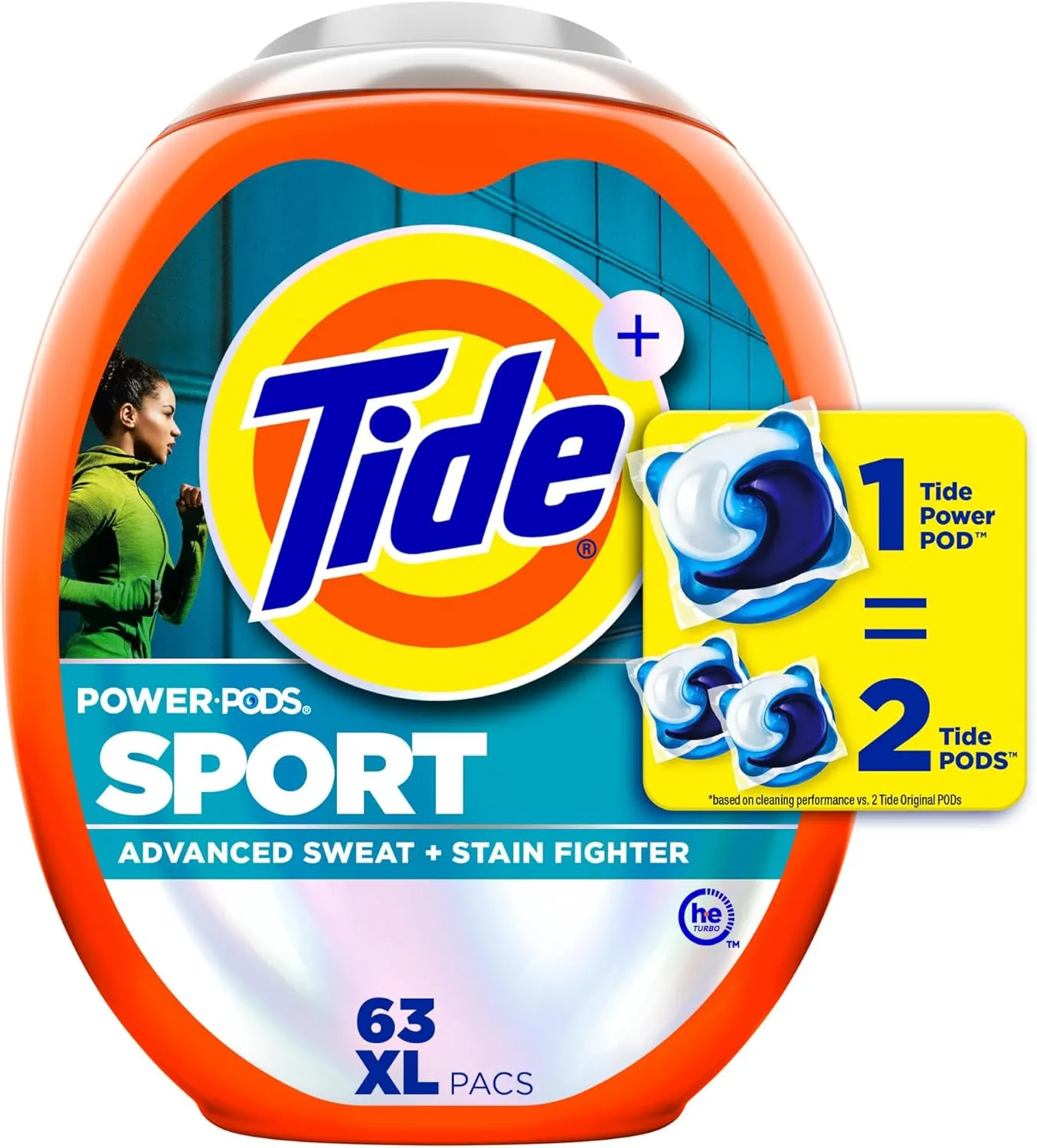 Tide Power PODS Laundry Detergent Soap Pacs with Febreze Sport, 63 Count, Laundry Pods with Febreze Freshness and Sport Odor Defense (133)