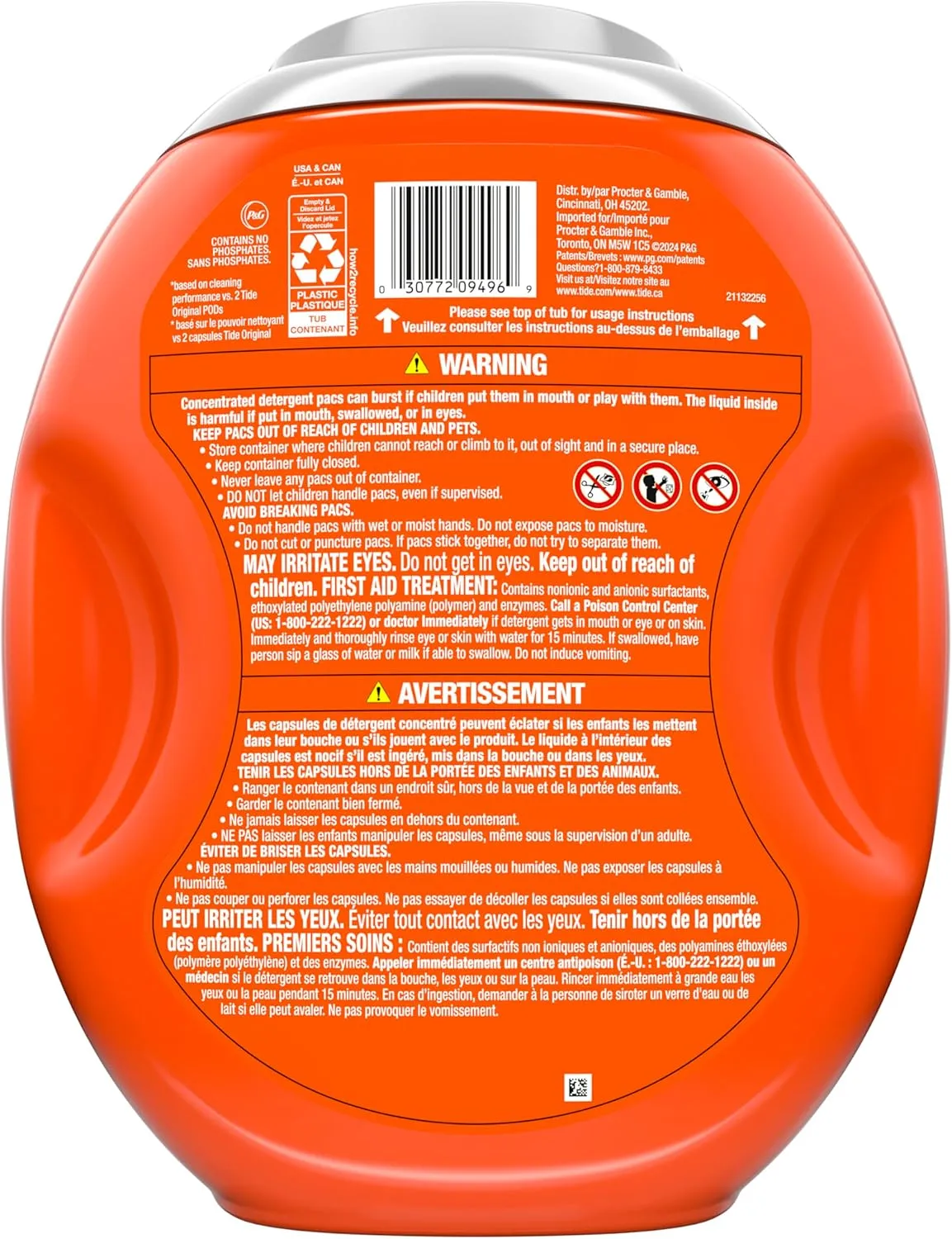 Tide Ultra OXI Power PODS with Odor Eliminators Laundry Detergent Pacs, For Visible and Invisible Dirt, 45 Count, Tide PODS Laundry Detergent, Laundry Pacs