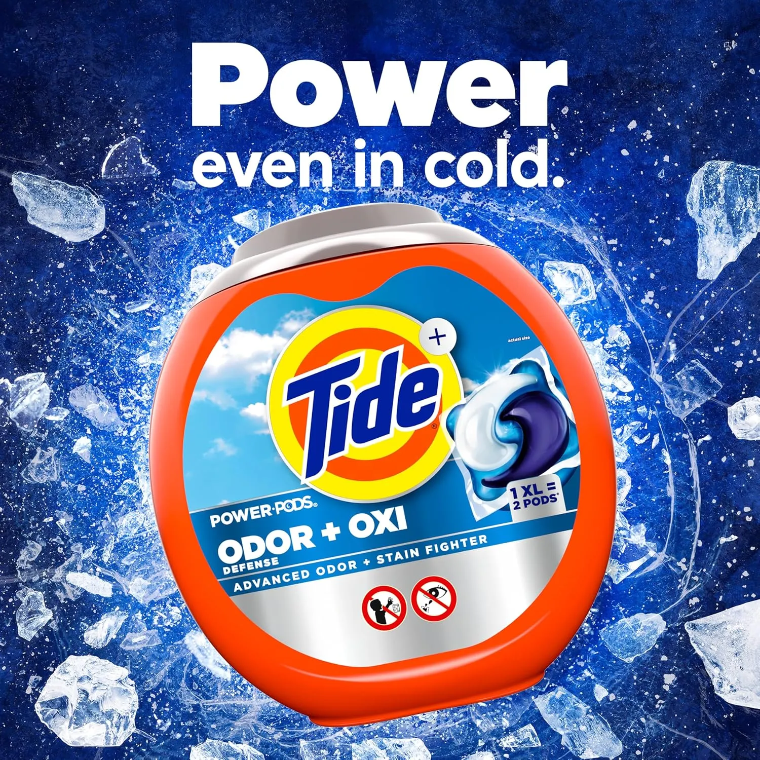 Tide Ultra OXI Power PODS with Odor Eliminators Laundry Detergent Pacs, For Visible and Invisible Dirt, 45 Count, Tide PODS Laundry Detergent, Laundry Pacs