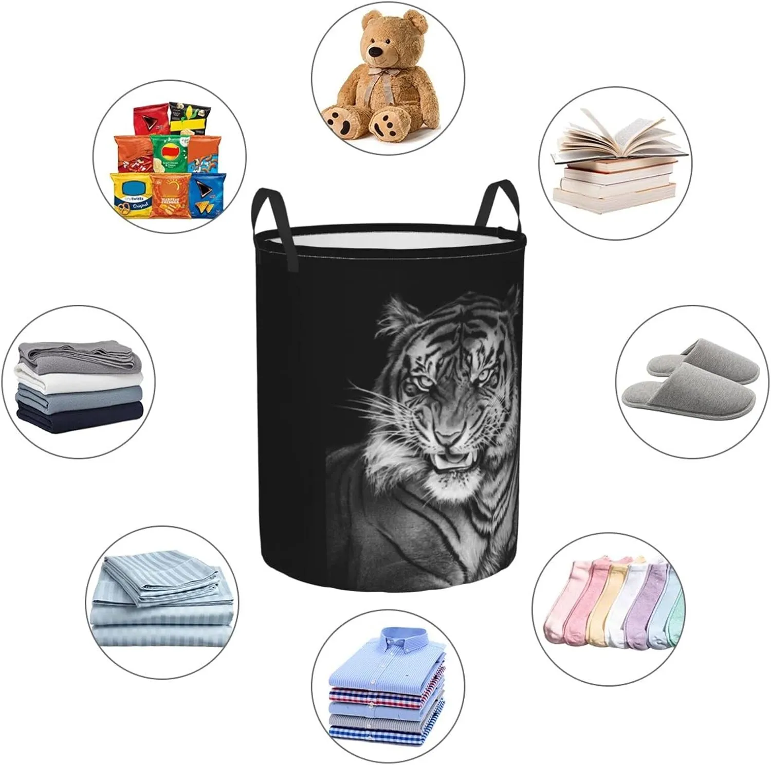 Tiger Laundry Hamper Cool Laundry Baskets Large Animal Hampers Toy Organizer Hamper Bag Dirty Clothes Storage Bin