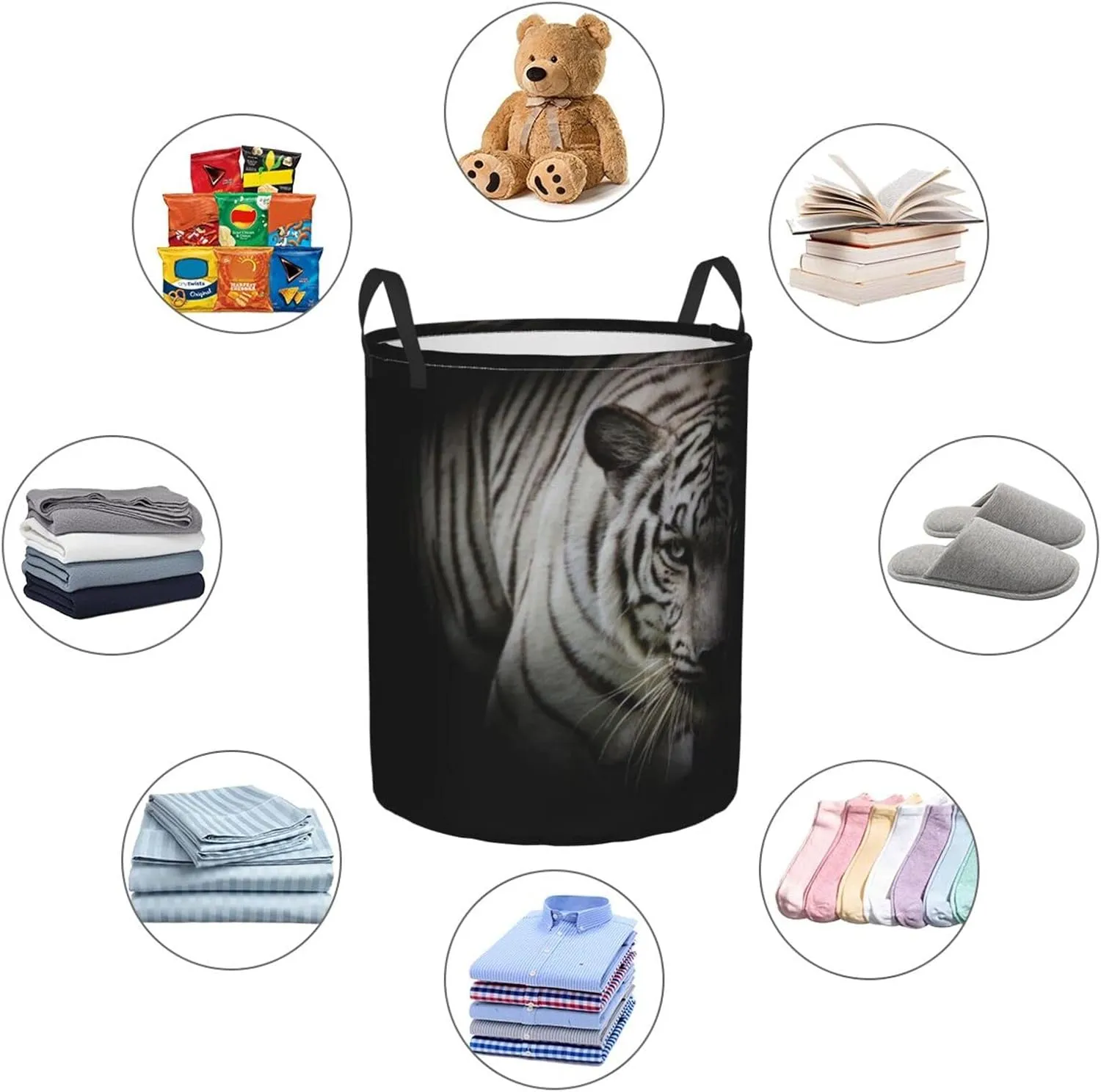 Tiger Laundry Hamper Cool Laundry Baskets Large Animal Hampers Toy Organizer Hamper Bag Dirty Clothes Storage Bin