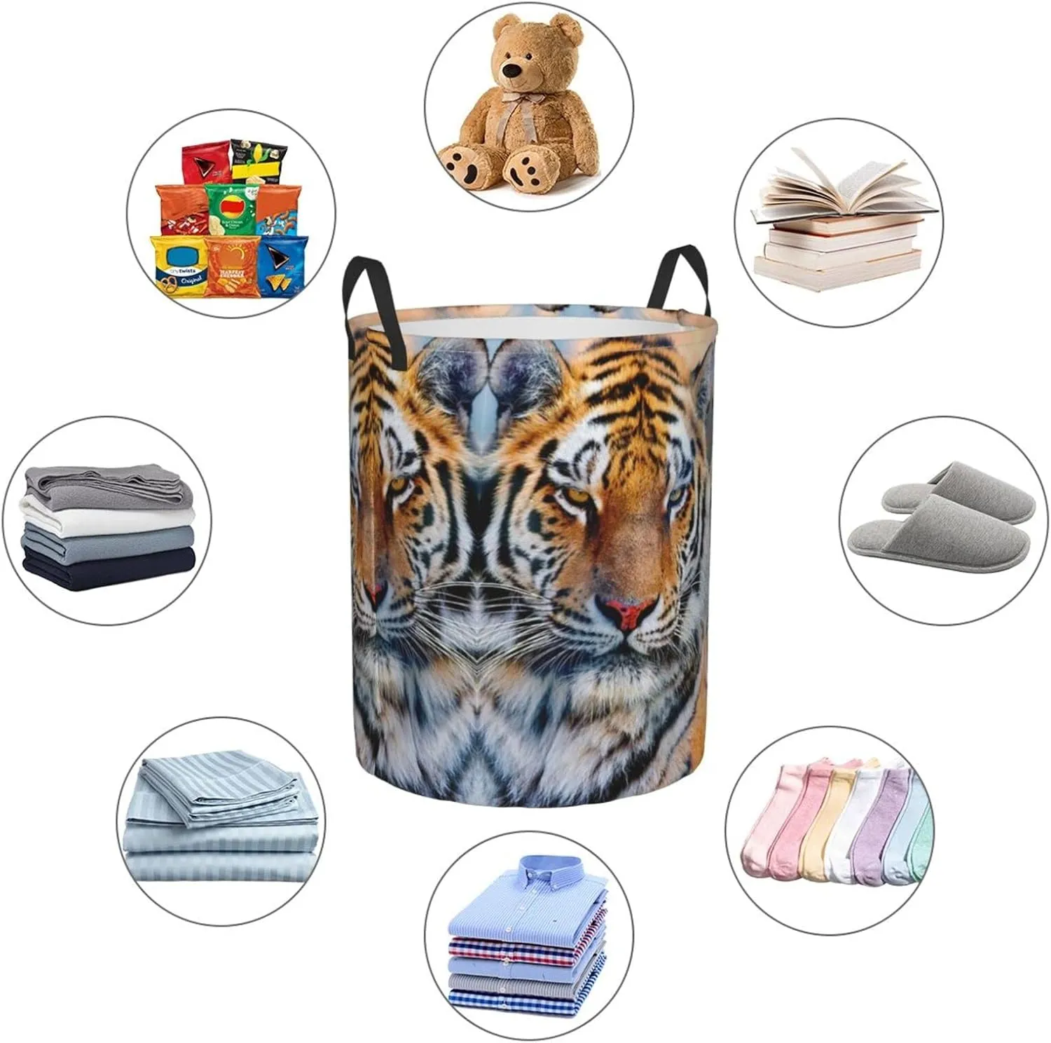 Tiger Laundry Hamper Cool Laundry Baskets Large Animal Hampers Toy Organizer Hamper Bag Dirty Clothes Storage Bin