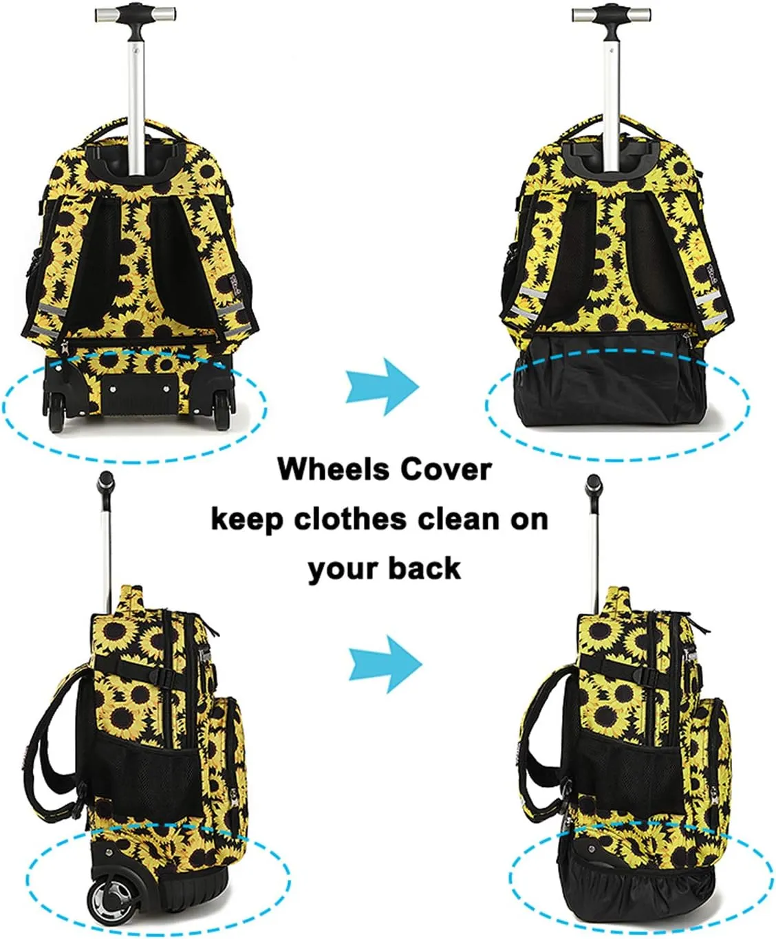 Tilami Rolling Backpack 18 inch Wheeled Backpack School College Student Travel Trip Boys and Girls