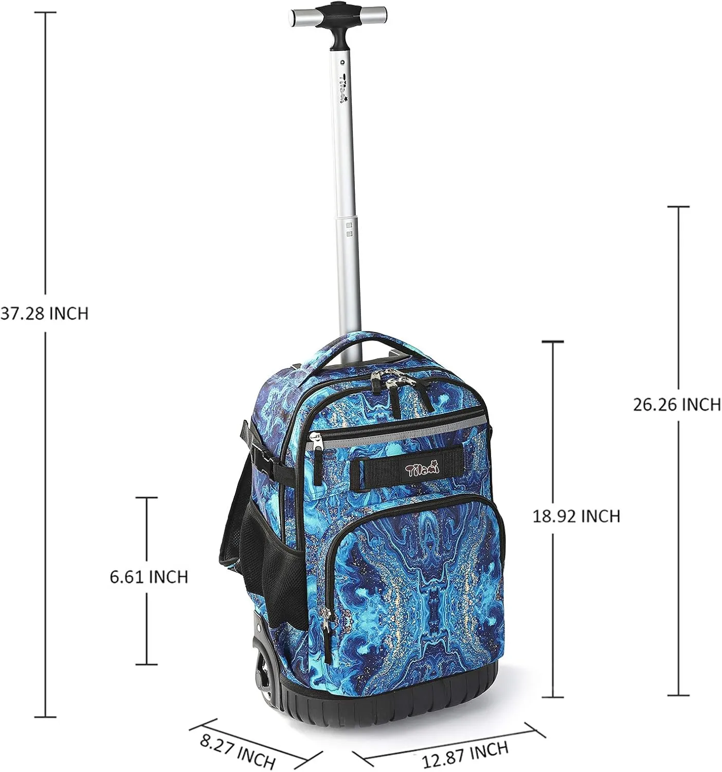 Tilami Rolling Backpack 18 inch Wheeled Backpack School College Student Travel Trip Boys and Girls