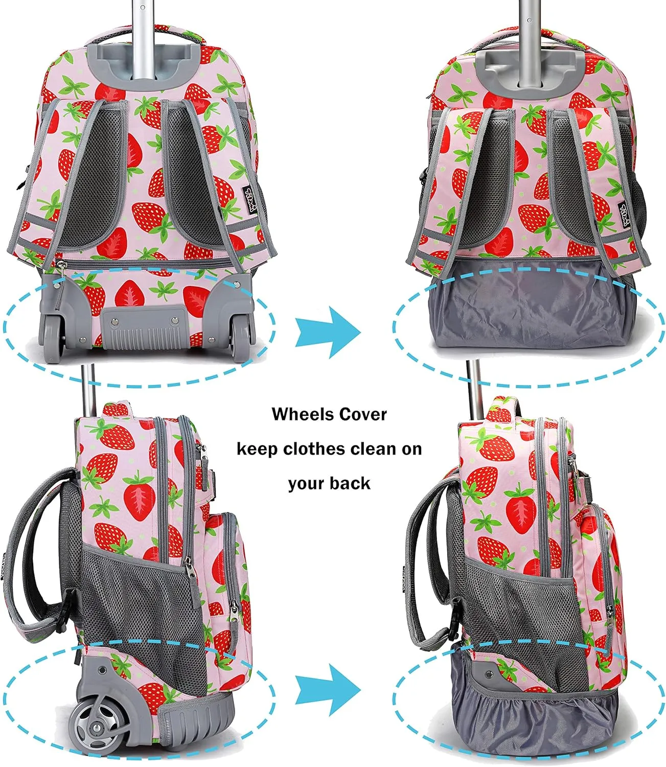 Tilami Rolling Backpack 18 inch Wheeled Backpack School College Student Travel Trip Boys and Girls