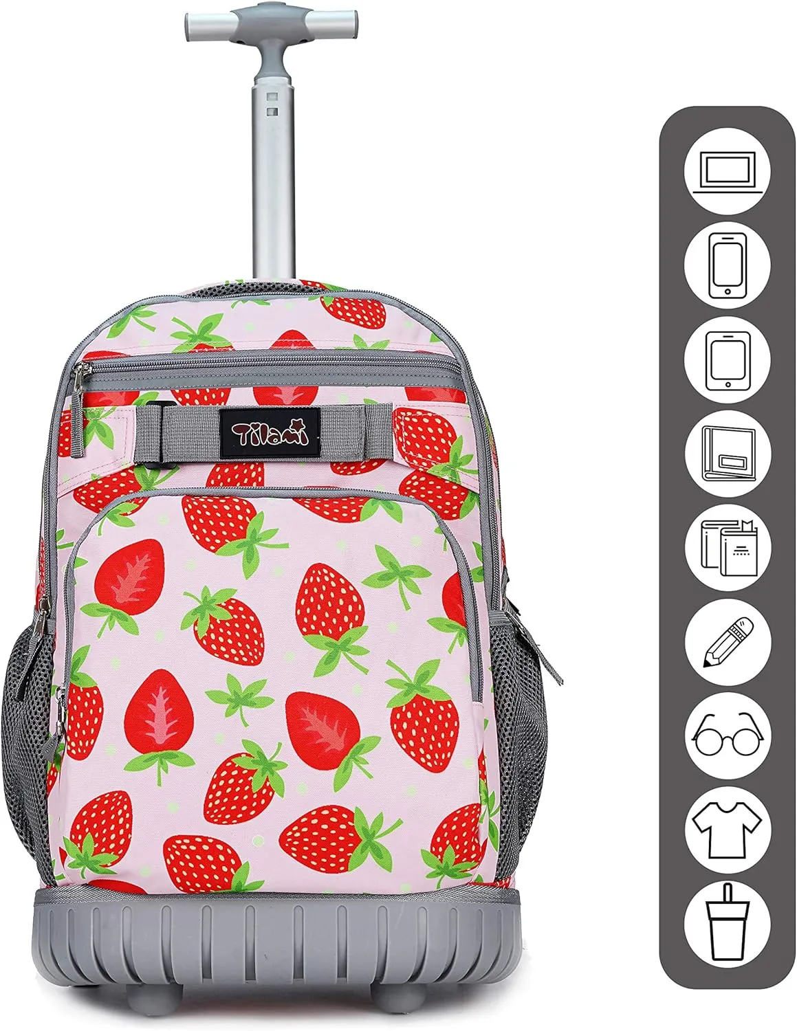 Tilami Rolling Backpack 18 inch Wheeled Backpack School College Student Travel Trip Boys and Girls