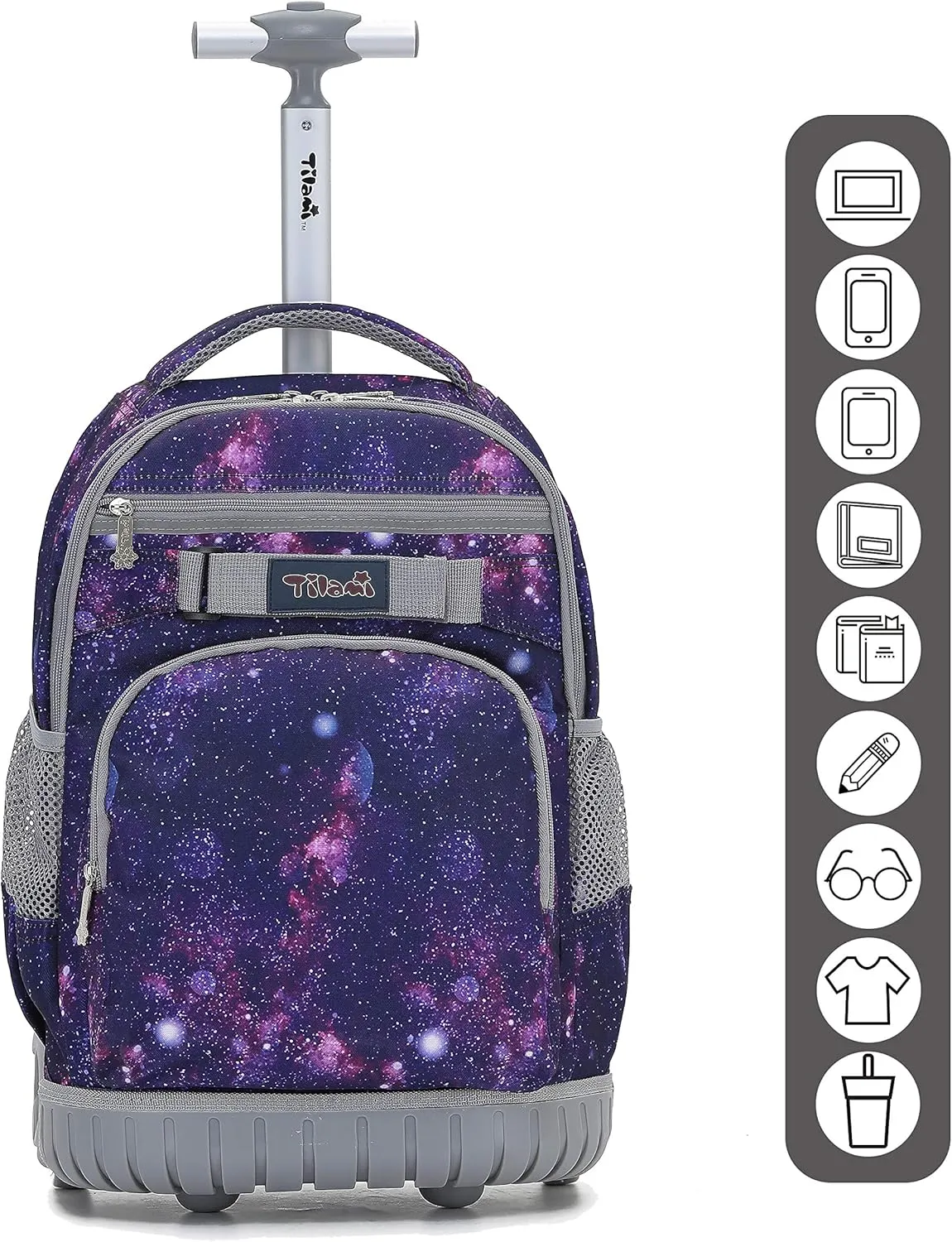 Tilami Rolling Backpack 19 inch Wheeled Boys Girls Travel School Student Trip…