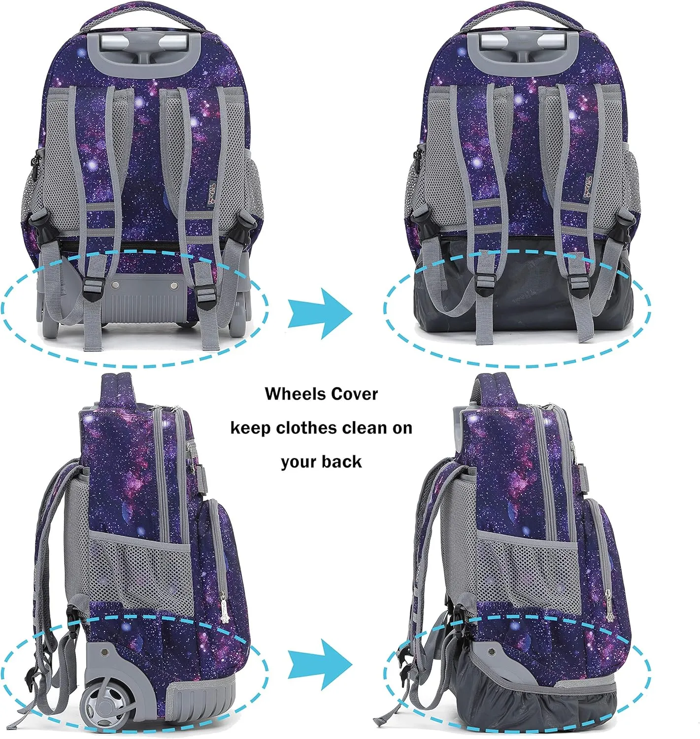 Tilami Rolling Backpack 19 inch Wheeled Boys Girls Travel School Student Trip…