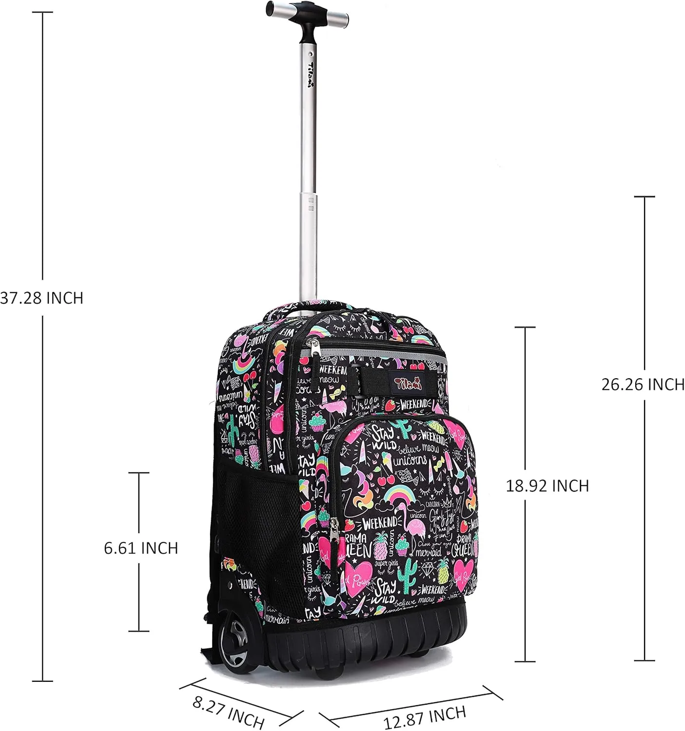 Tilami Rolling Backpack 19 inch with Lunch Bag Wheeled Laptop Backpack, Ins