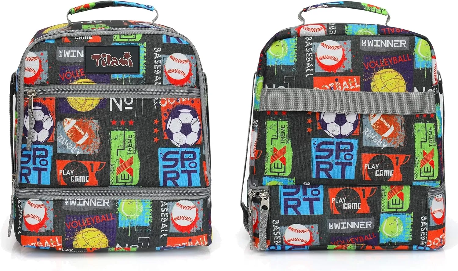 Tilami Rolling Backpack 19 inch with Lunch Bag Wheeled Laptop Backpack, Sport Balls