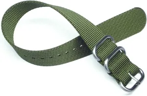 TIMEWHEEL® Premium 20mm Zulu 2 Ring Military Green Nylon Watch Strap