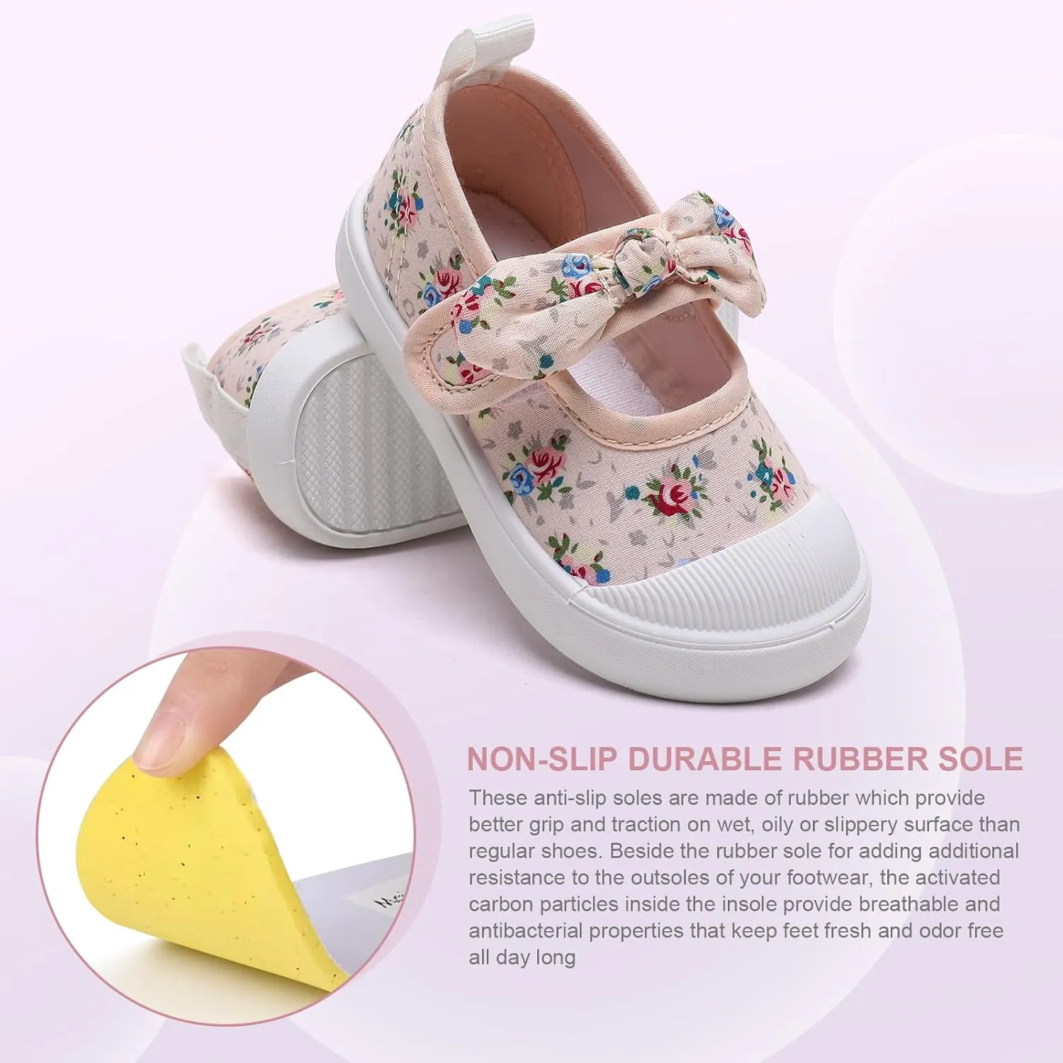 Toddler Girl's Canvas Sneakers Bowknot Mary Jane Flat Shoes for Kids School Uniform Shoes Dress Shoes…