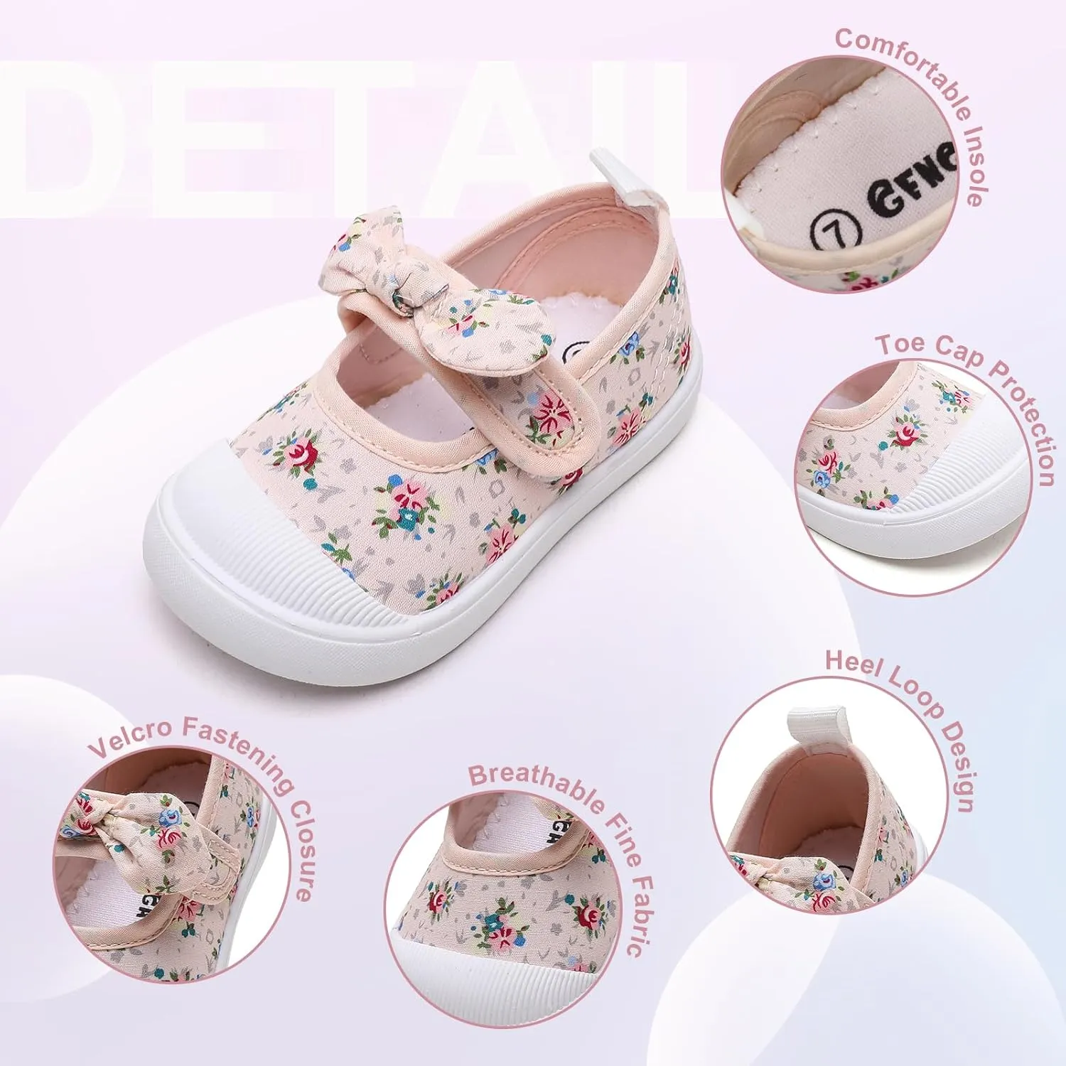 Toddler Girl's Canvas Sneakers Bowknot Mary Jane Flat Shoes for Kids School Uniform Shoes Dress Shoes…
