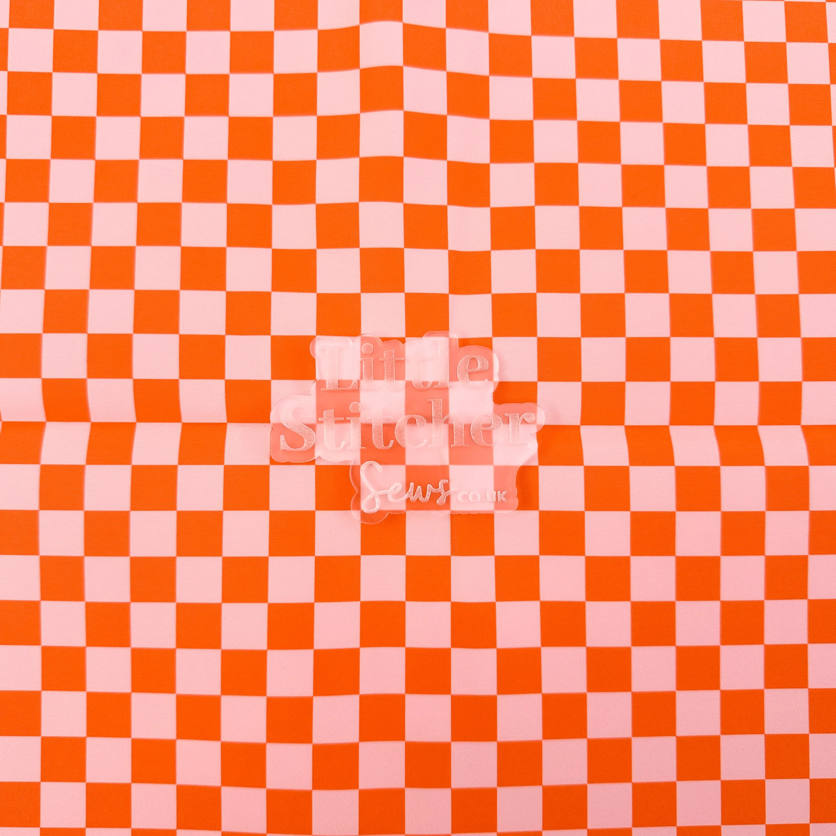 Tonal Check Orange | Luxe Smooth Bonded Polyester Fabric