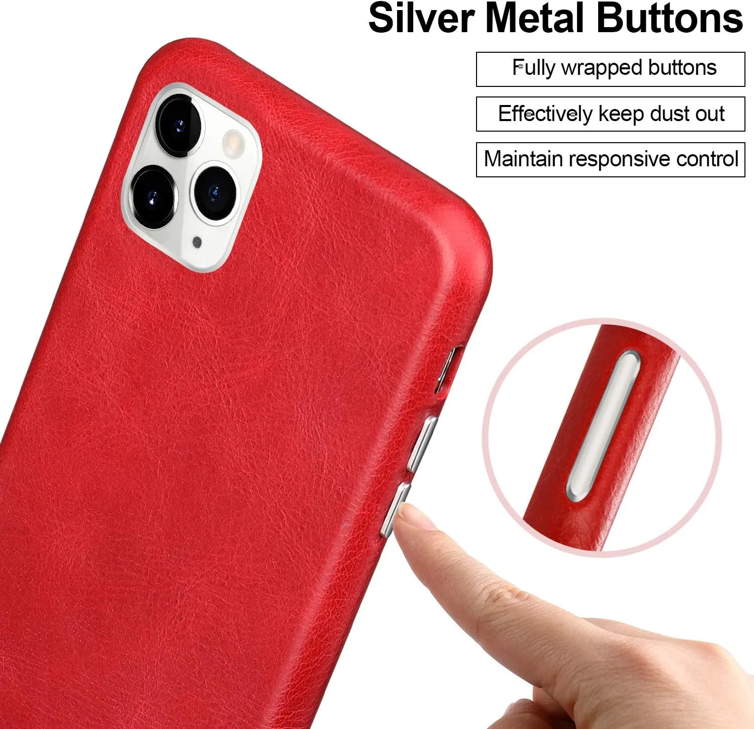 TOOVREN iPhone 11 Pro Case, Real Cowhide Leather 11 Pro Cases Protective Ultra Thin Anti-Slip Vintage Designed Shell Hard Back Cover Support Wireless Charging for Apple iPhone 11 Pro 5.8'' (2019) Red