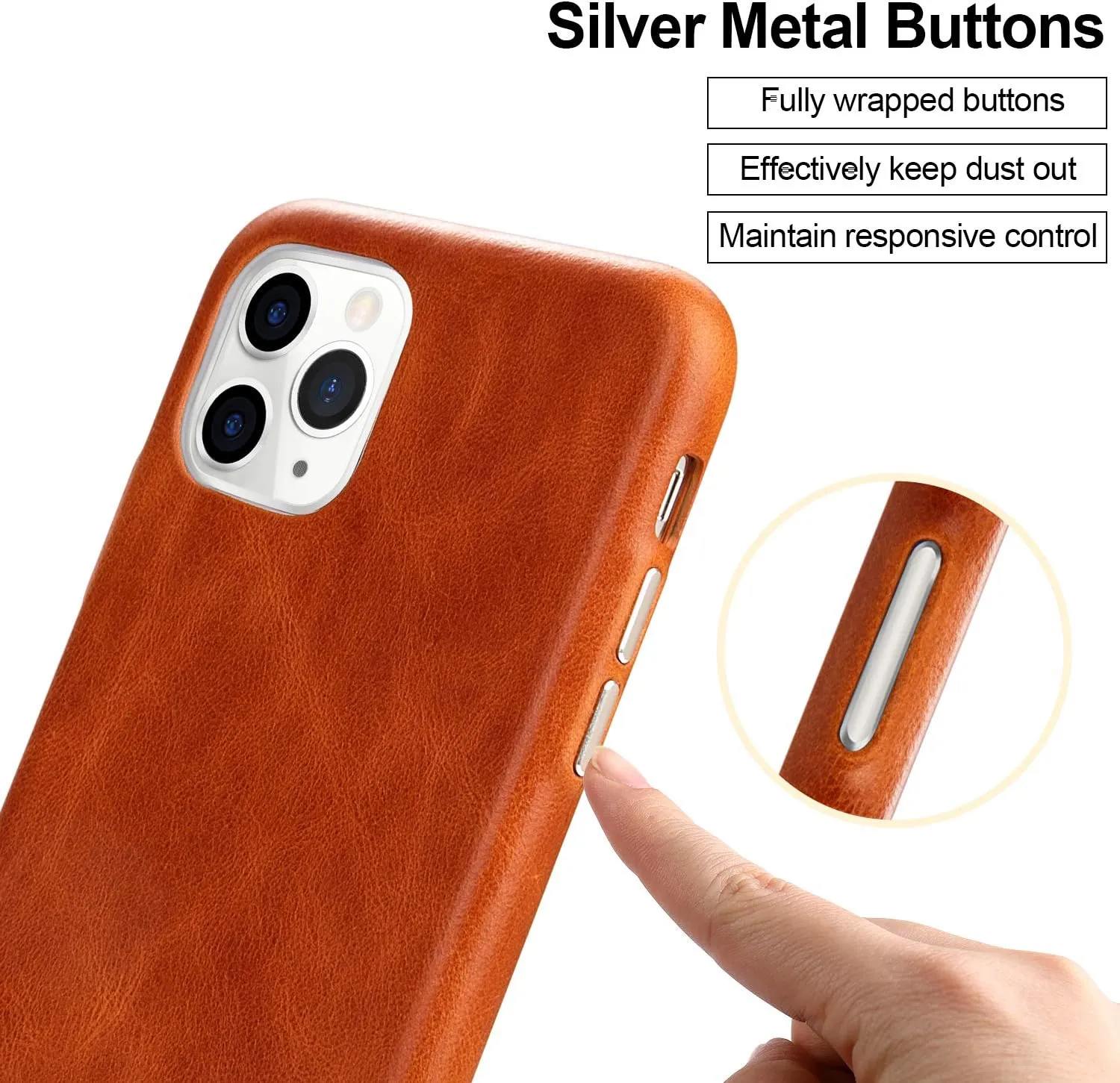 TOOVREN iPhone 11 Pro Case, Real Cowhide Leather 11 Pro Cases Protective Ultra Thin Anti-Slip Vintage Designed Shell Hard Back Cover Support Wireless Charging for Apple iPhone 11 Pro 5.8''(2019) Brown