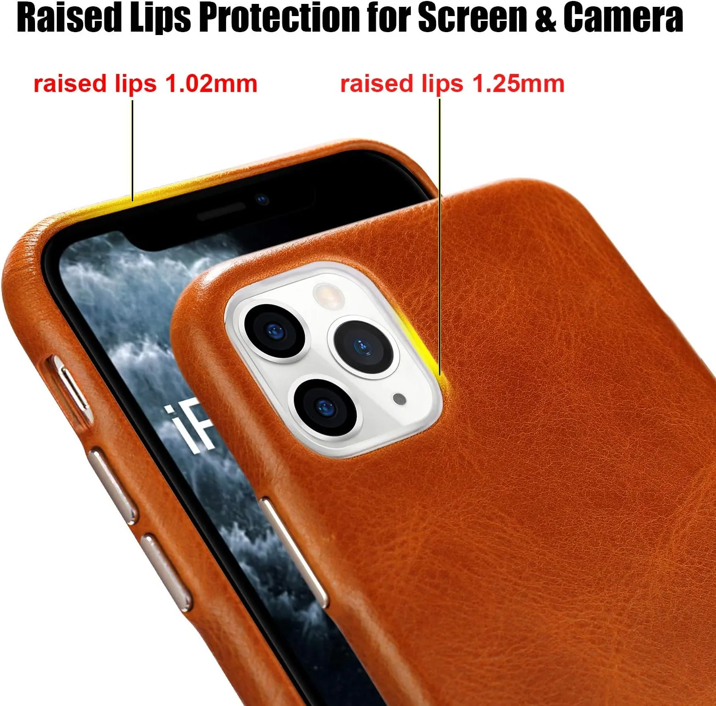 TOOVREN iPhone 11 Pro Case, Real Cowhide Leather 11 Pro Cases Protective Ultra Thin Anti-Slip Vintage Designed Shell Hard Back Cover Support Wireless Charging for Apple iPhone 11 Pro 5.8''(2019) Brown