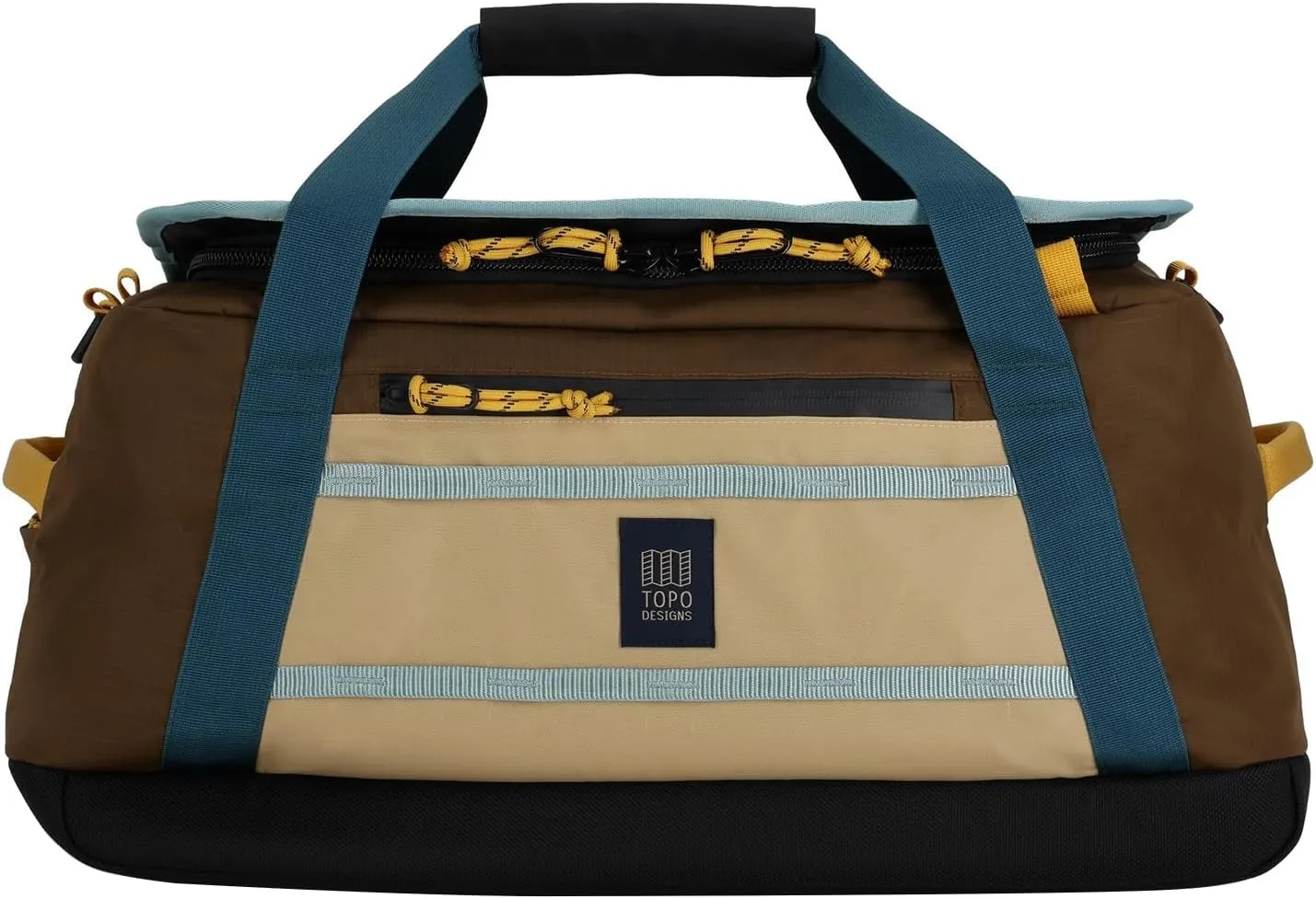 Topo Designs Mountain Duffel 40L, Recycled Nylon Ripstop Travel Bag, Removable Backpack Straps, Interior Mesh Pockets, Bluesign Approved (Desert Palm/Sahara)
