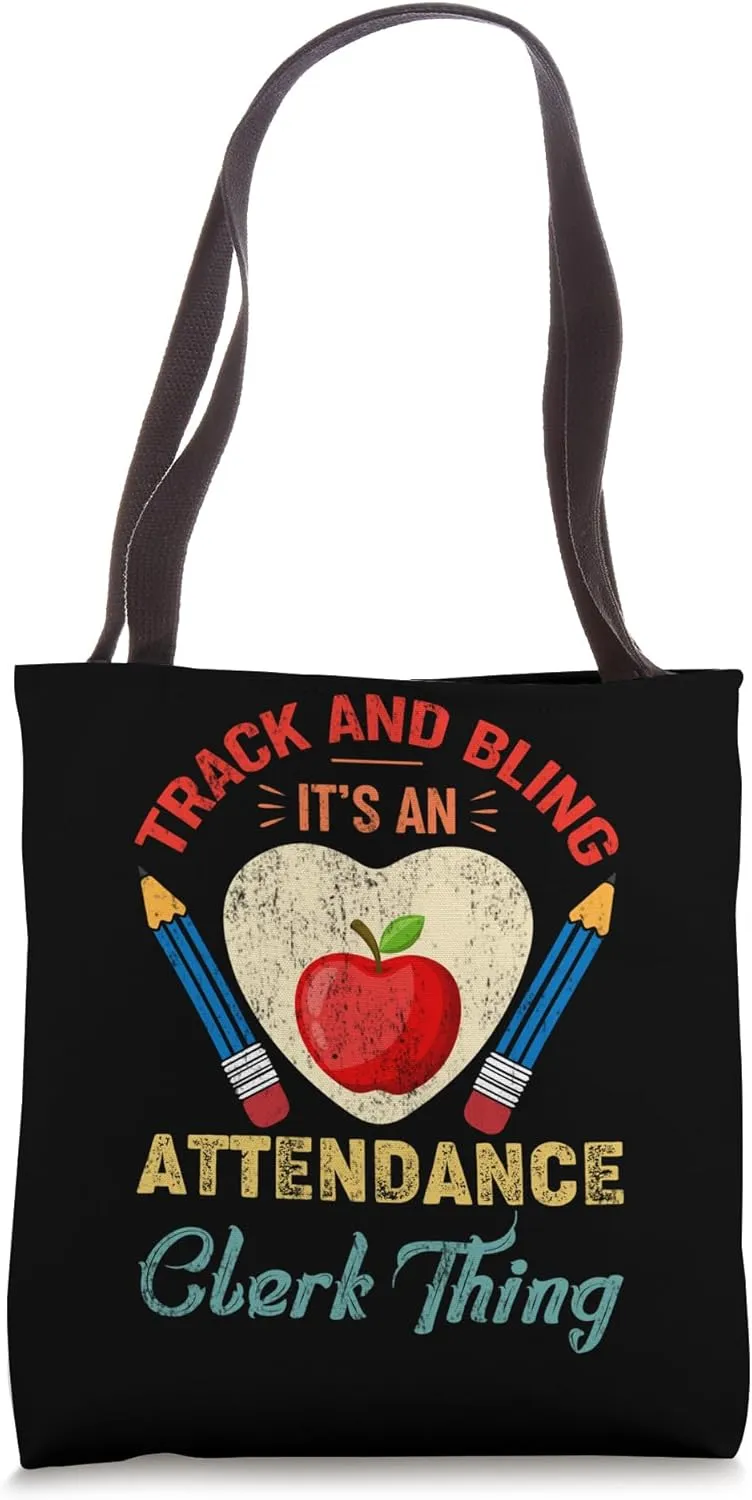 Track and Bling Attendance Clerk Funny Retro Style Tote Bag