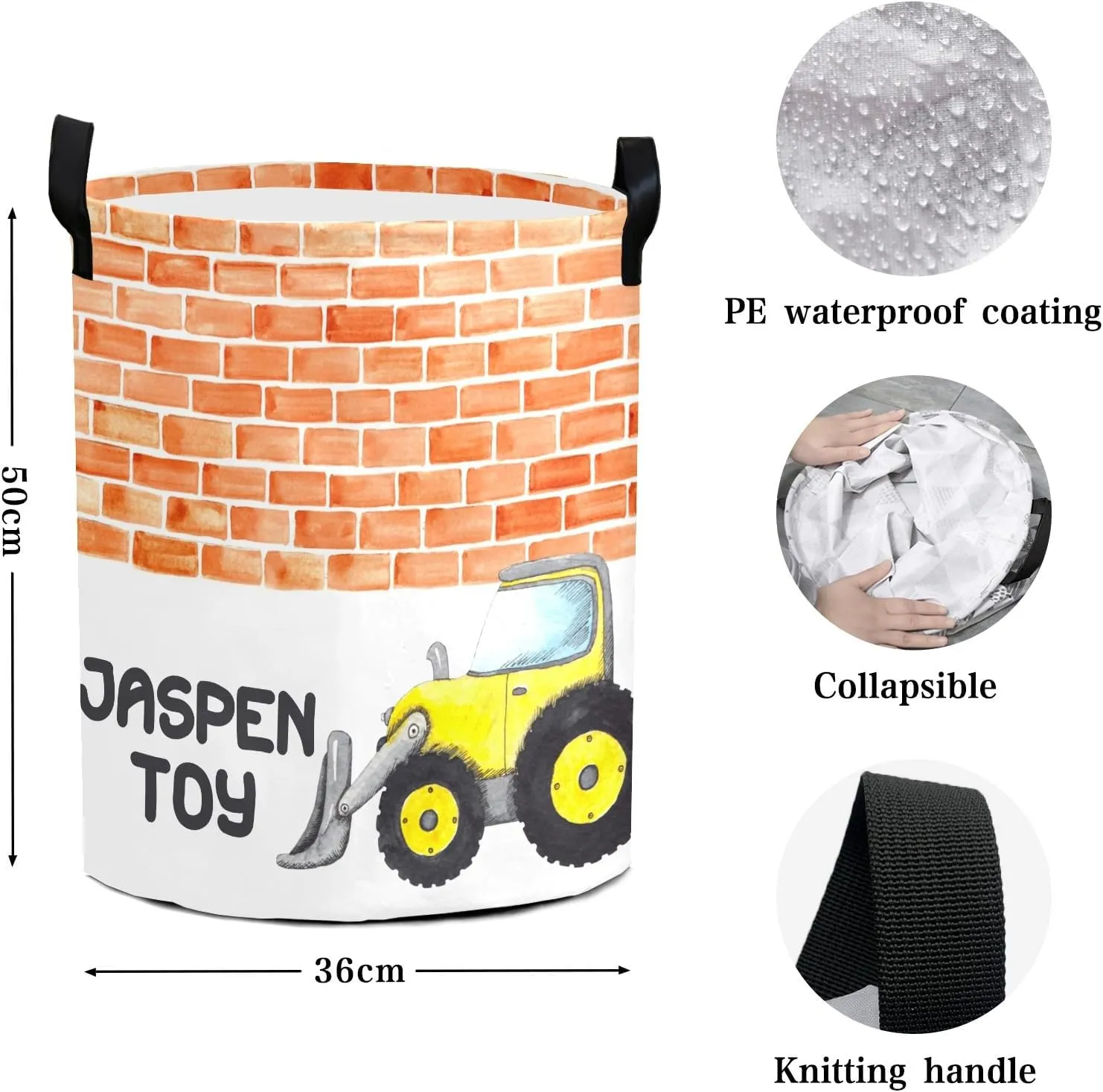 Tractor Truck Cartoon Personalized Laundry Basket Laundry Hamper Clothes Bag Collapsible Tall with Handles,Waterproof,Storage Baskets for Bathroom College Dorm Family Essentials