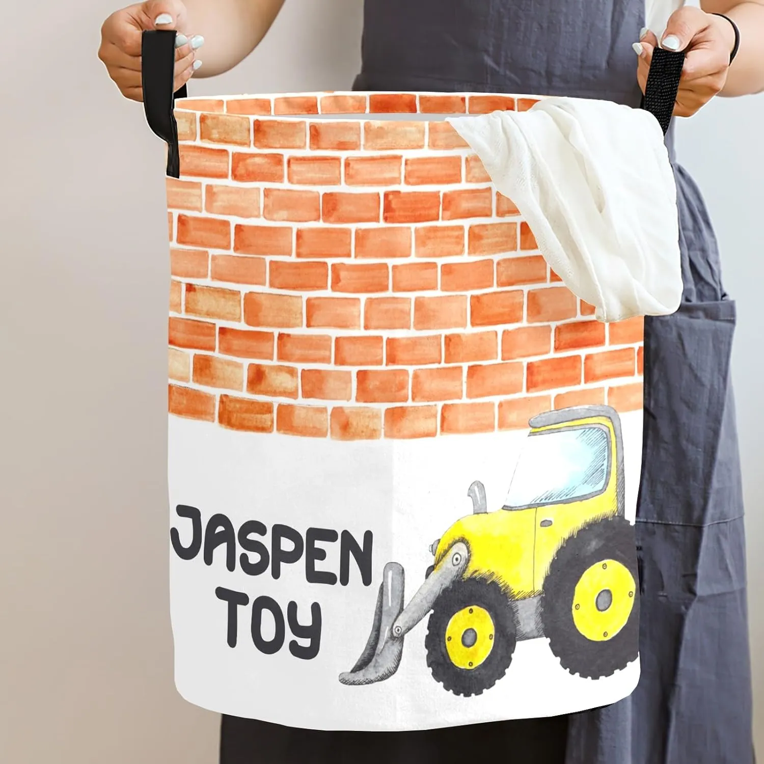 Tractor Truck Cartoon Personalized Laundry Basket Laundry Hamper Clothes Bag Collapsible Tall with Handles,Waterproof,Storage Baskets for Bathroom College Dorm Family Essentials