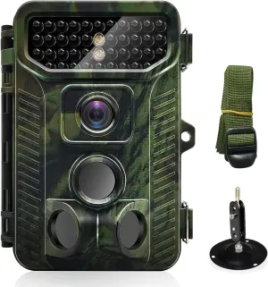 Trail Camera, 1080P 20MP Gaming Camera, Night Vision Motion Activated Waterproof 120° Wide Angle, 0.2s Trigger Hunting Trail Cam, Non-Luminous Infrared LED for Wildlife Monitoring