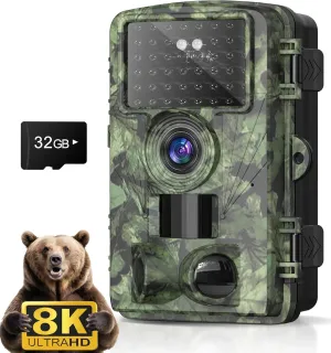 Trail Camera 8K 60MP Hunting Cameras Game Camera WiFi Bluetooth No Glow Night Vision Motion Activated