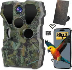 Trail Camera,64MP 2.7K 0.2S Trigger Motion Activated,Game Hunting Camera with Night Vision 2.0''LCD 120°Wide Camera Lens for Outdoor Scouting Wildlife Monitoring(Only Support Camera's Hotspot WiFi)