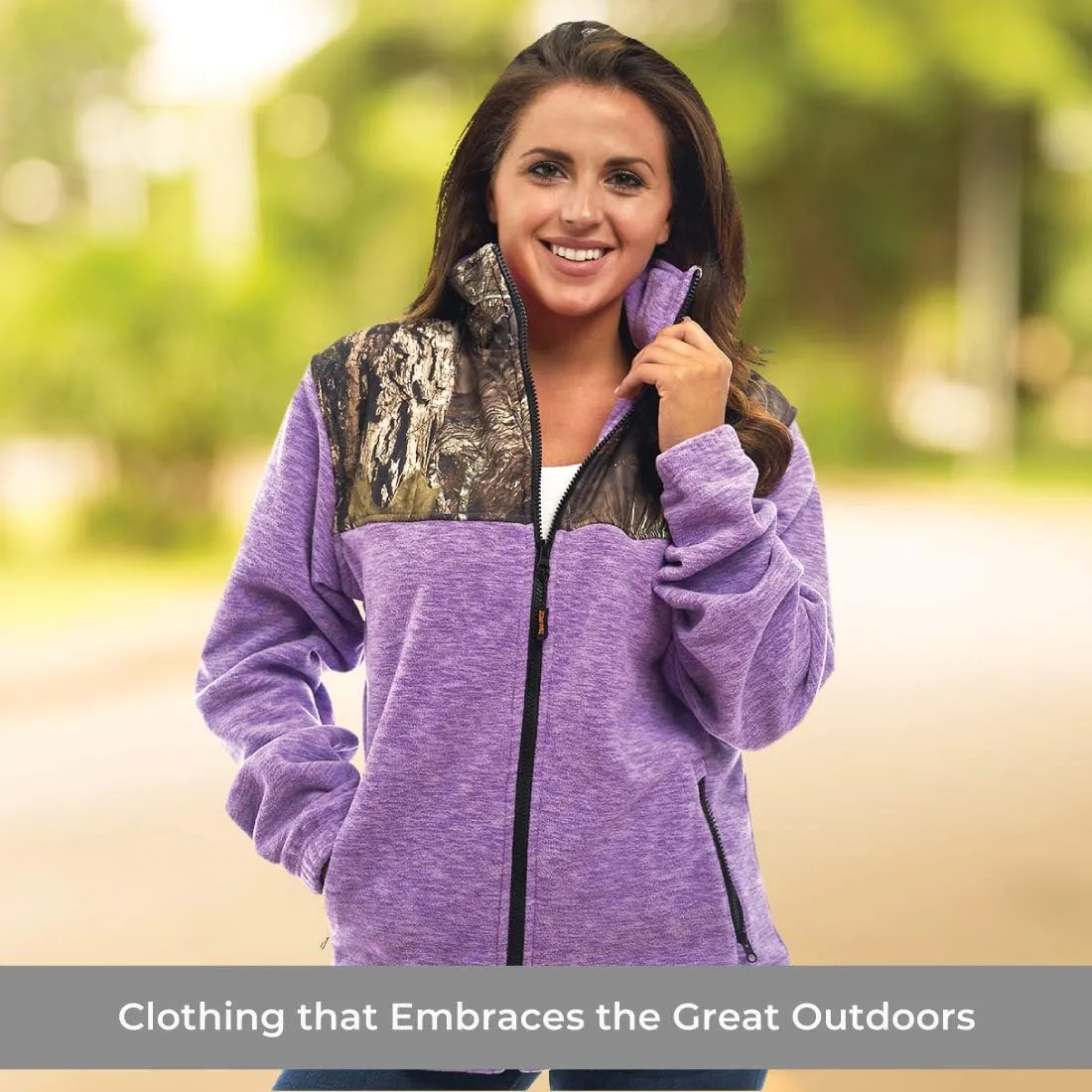 TrailCrest Women's C-Max Full Zip Polar Fleece Jacket Mossy Oak Camo Patterns