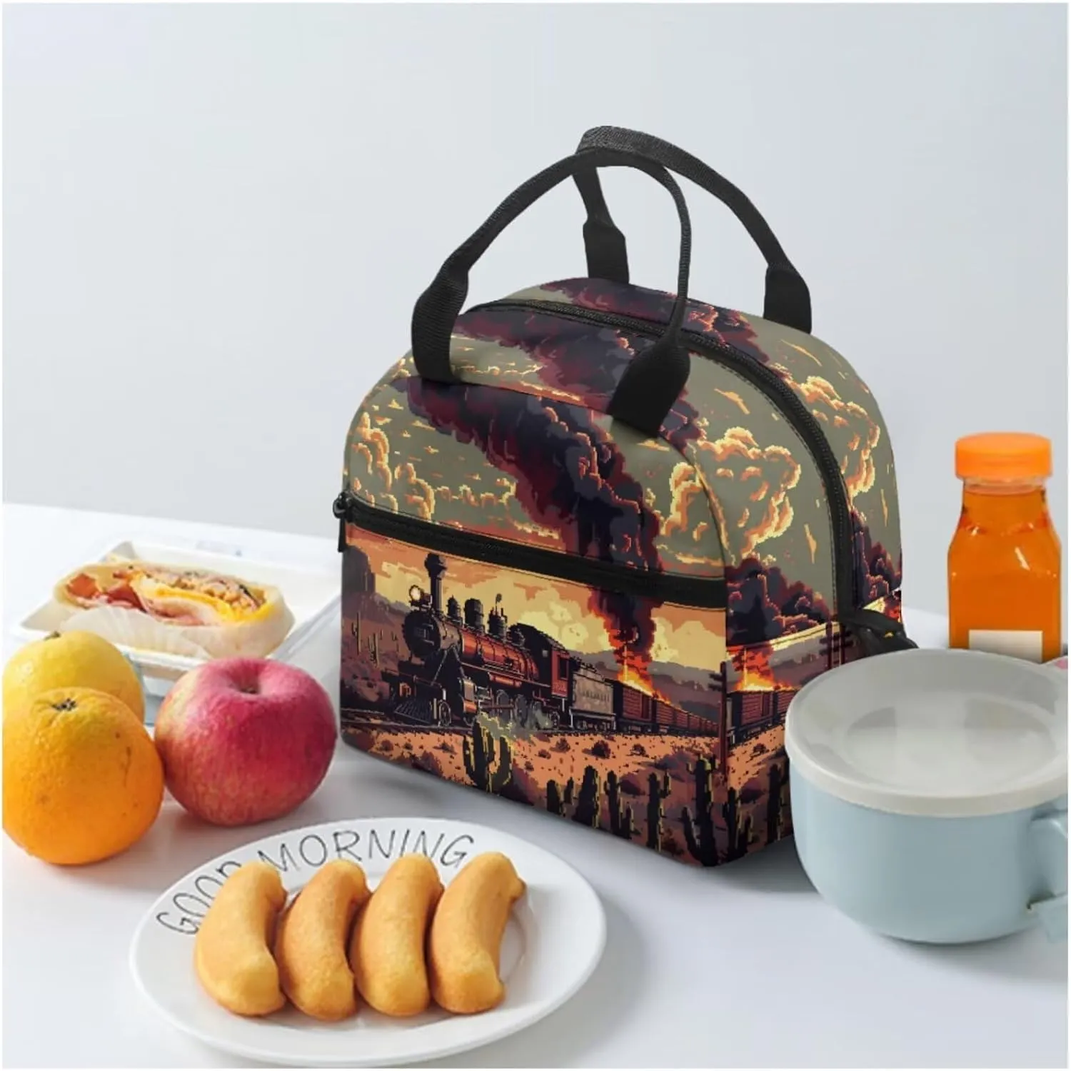 Train Backpack with Lunch Bag for Boys Teens 6th to 8th Grade Leakproof Backpack Lunch Bag for Boy Fashion Shoulder Bag Pencil Case for Secondary Schools
