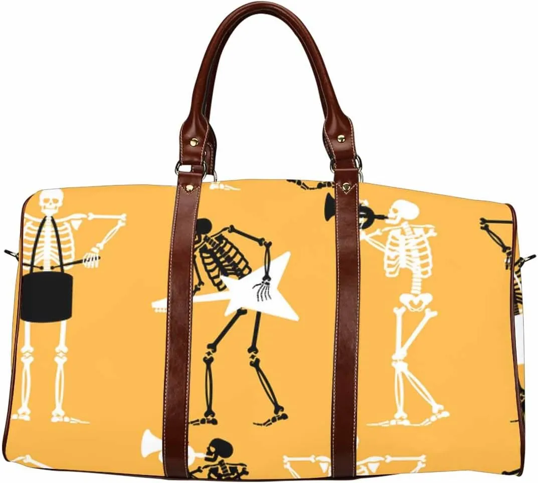Travel Bag Skull Rock Band And Guitar Foldable Travel Duffel Bag Tote Carry On Luggage Duffle Overnight For Women(Type-5,18.62"x 8.5"x 9.65")
