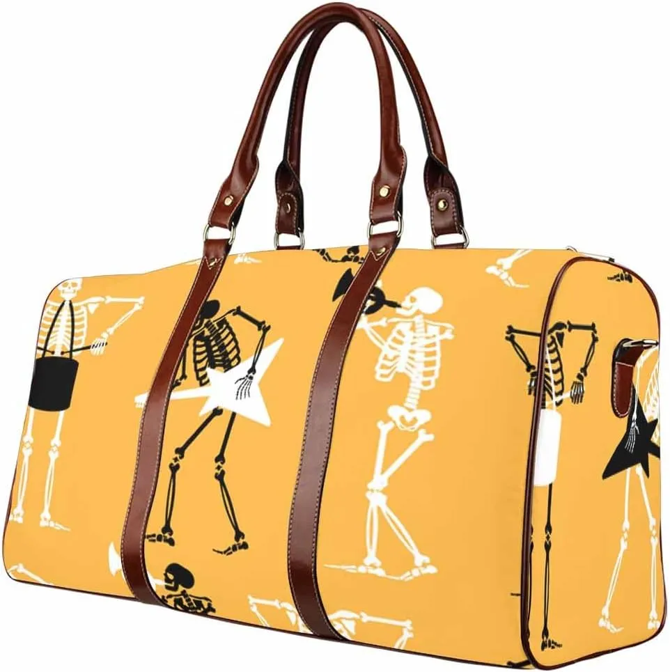 Travel Bag Skull Rock Band And Guitar Foldable Travel Duffel Bag Tote Carry On Luggage Duffle Overnight For Women(Type-5,18.62"x 8.5"x 9.65")